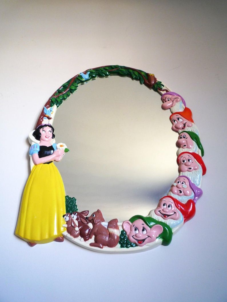 Disney Wall Mirrors Regarding Recent Vintage 1970s Snow White Wall Mirror, Snow White Decor, Snow White And The  7 Seven Dwarfs Vintage Wall Mirror, Vintage Snow White Mirror (View 11 of 20)