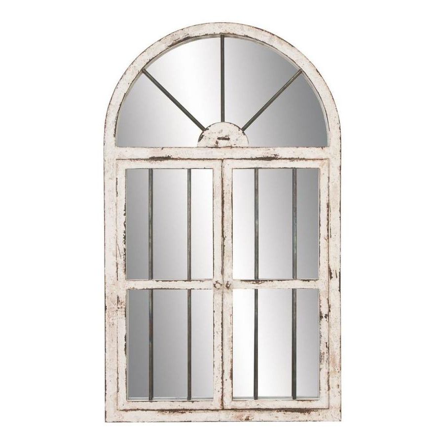 Distressed White Wall Mirrors Inside Well Known Aspire Home Accents 42 In L X 25 In W Arch Distressed White (View 16 of 20)