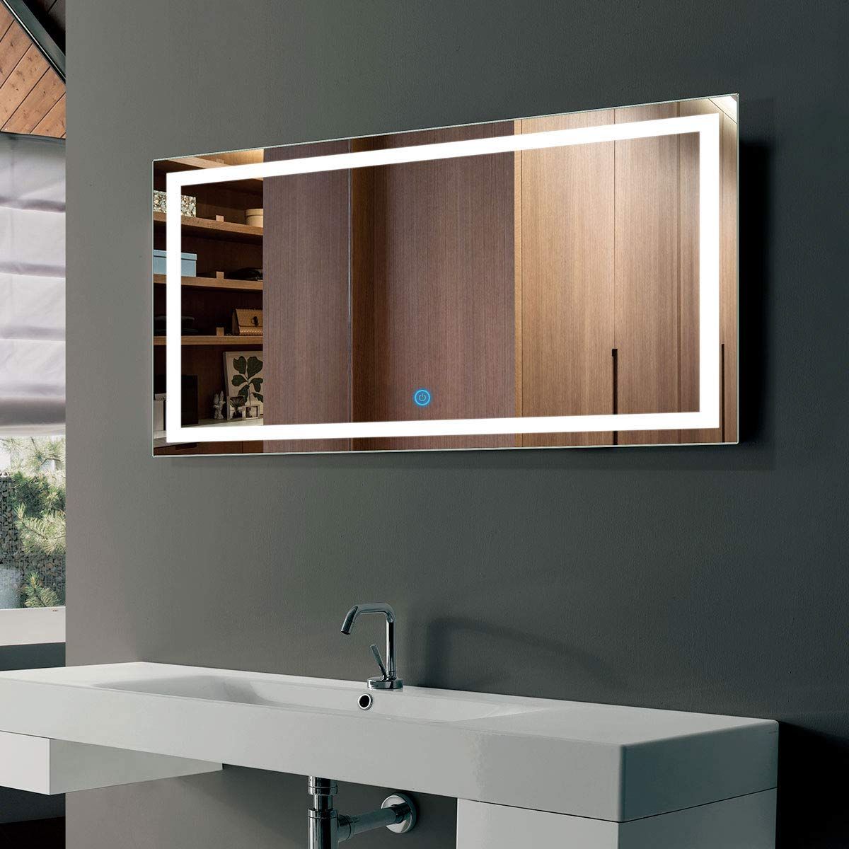 Dp Home Led Lighted Rectangle Bathroom Mirror, Modern Wall Mirror With  Lights, Wall Mounted Makeup Vanity Mirror Over Cosmetic Bathroom Sink 40 X  24 Intended For Well Known Modern Wall Mirrors (View 15 of 20)