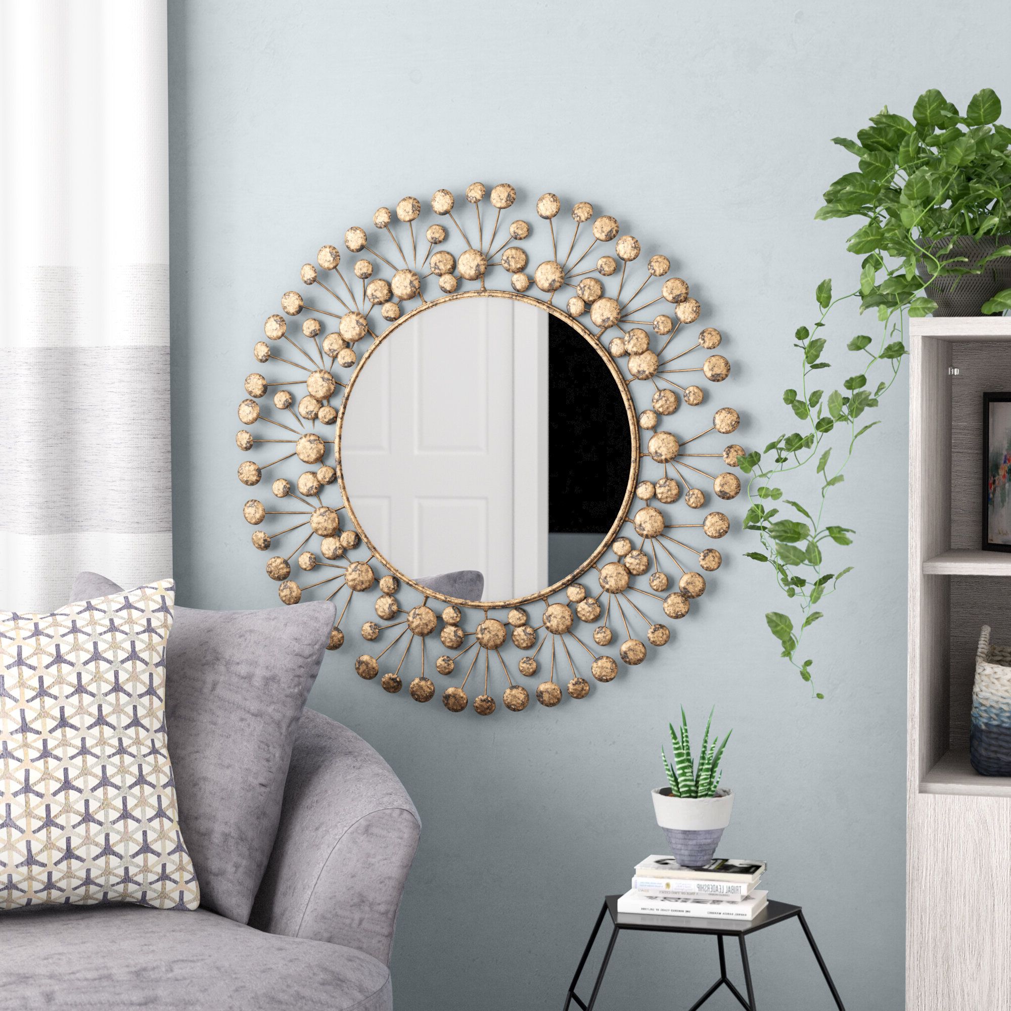 Fashionable Brayden Studio Eisenbarth Oversized Decorative Round Wall Mirror Regarding Bem Decorative Wall Mirrors (View 5 of 20)