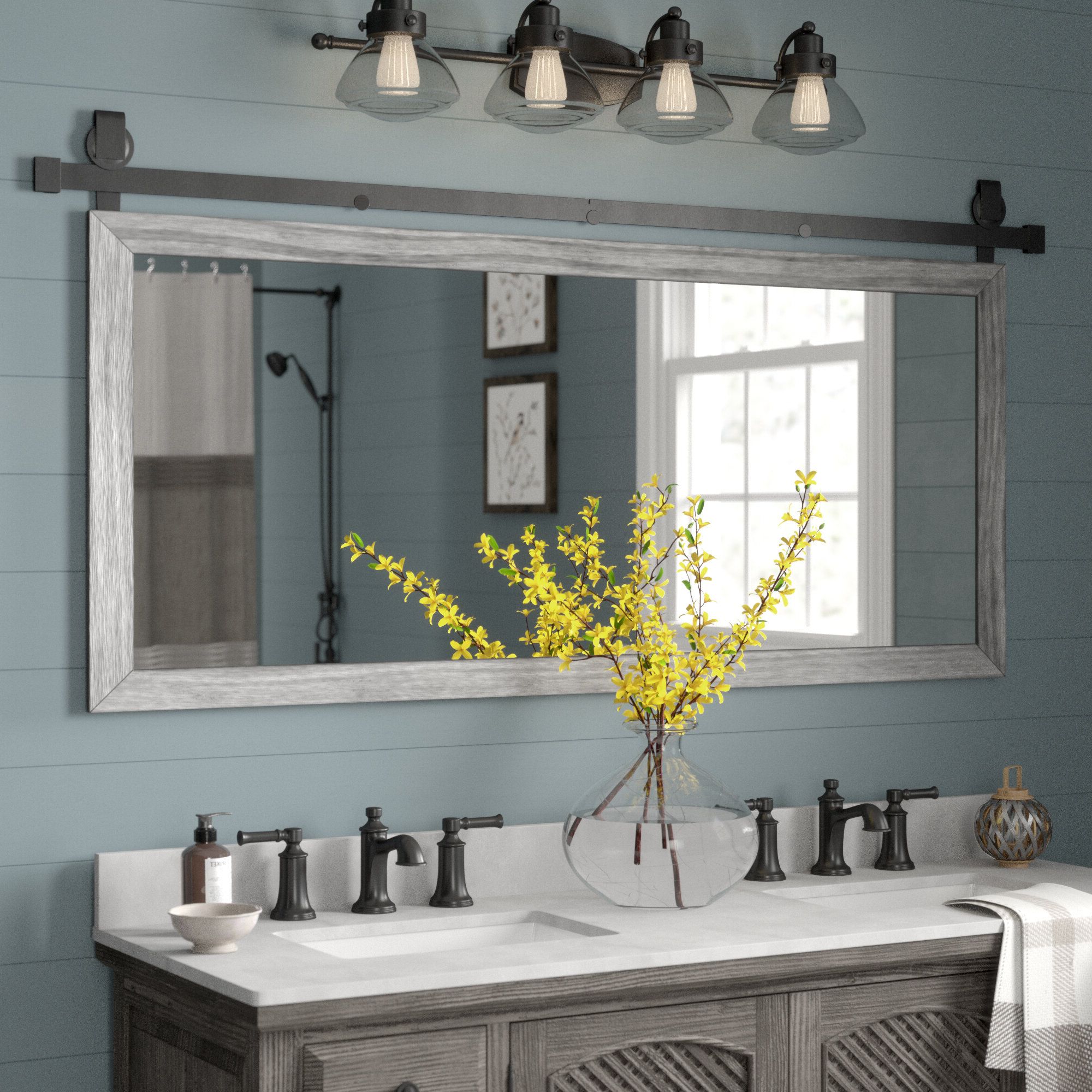 Fashionable Landover Rustic Distressed Bathroom/vanity Mirrors Intended For Nicholle Bathroom/vanity Mirror (View 13 of 20)