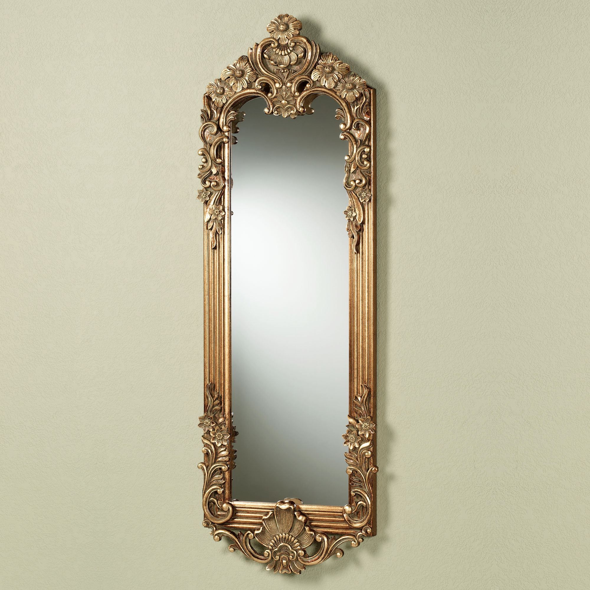 Favorite Gadsden Dark Gold Large Floral Wall Mirror Panel Within Large Full Length Wall Mirrors (Photo 20 of 20)