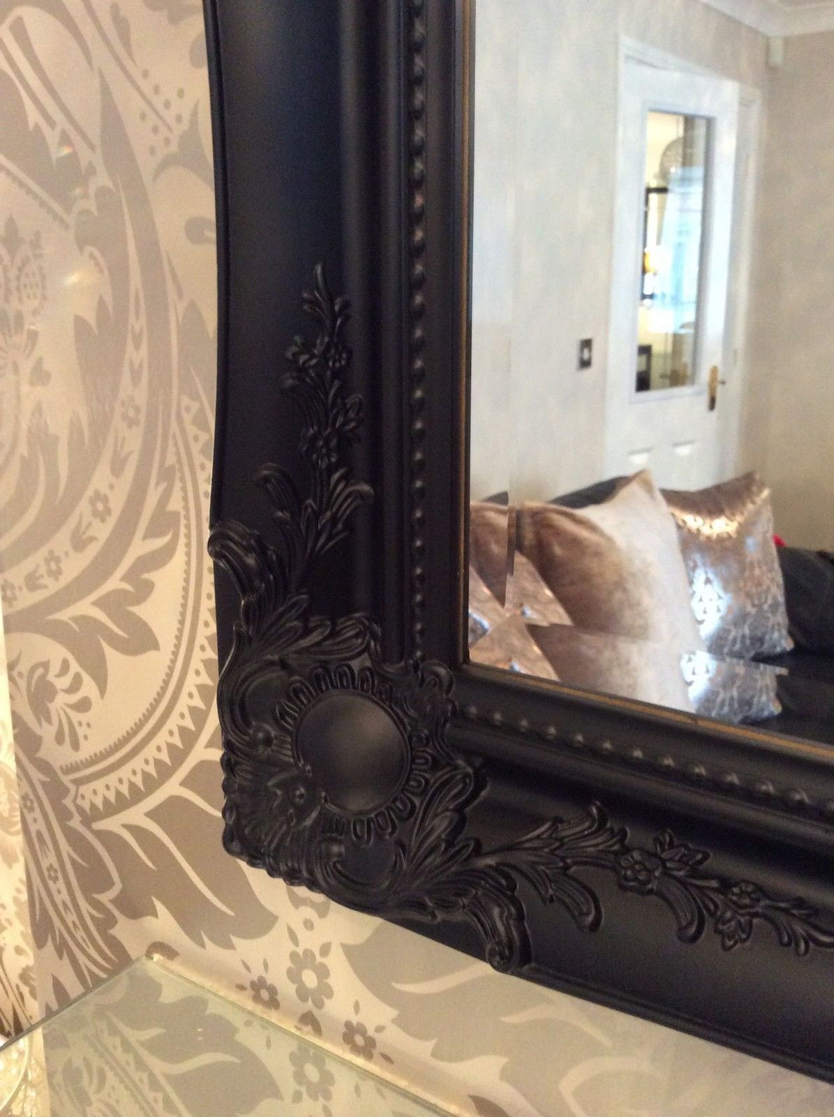 Favorite Large Black Stunning Decorative Swept Wall Mirror – Bevelled Glass *new* In Large Black Wall Mirrors (View 10 of 20)
