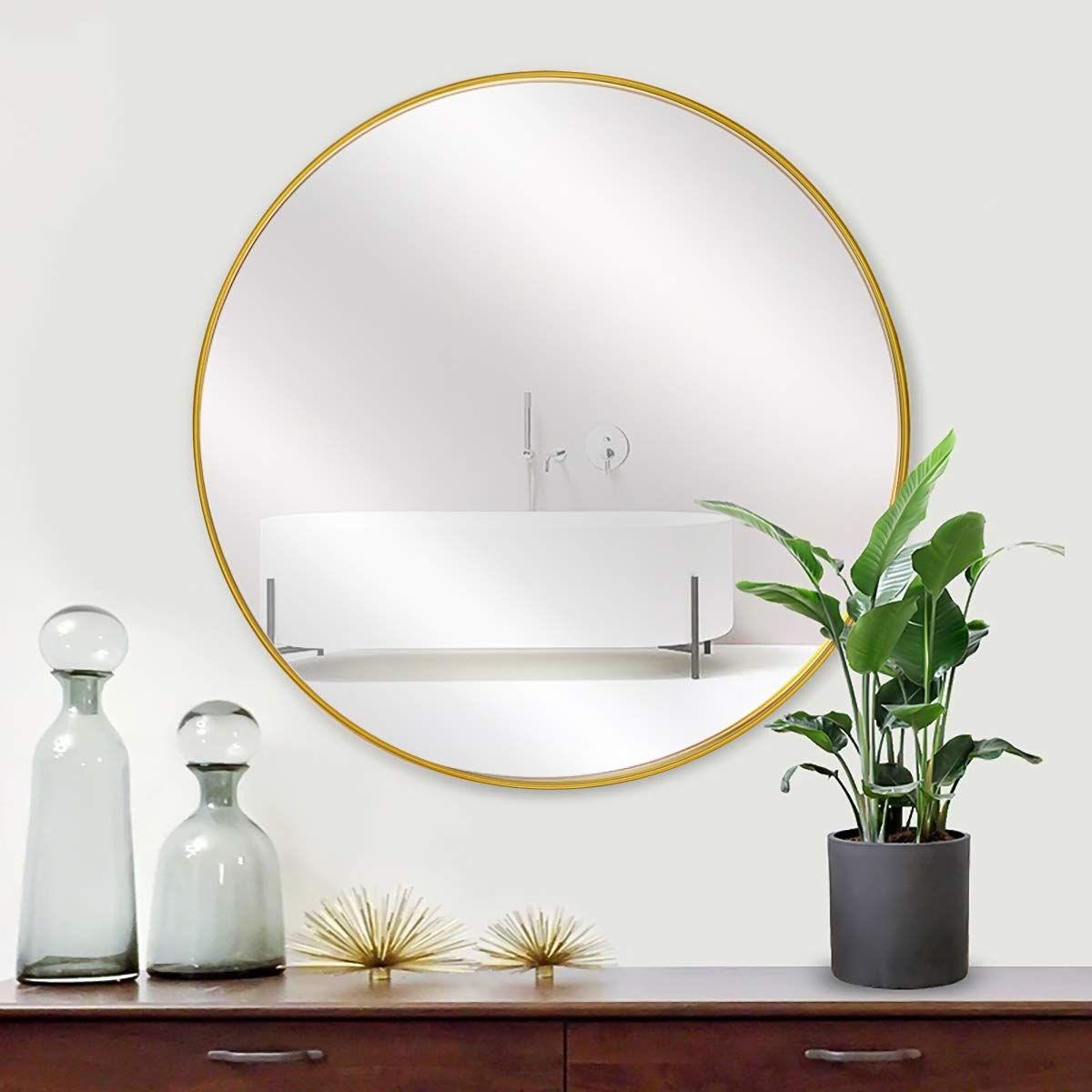 Favorite Large Wall Mirrors With Frame Inside Morigem Round Mirror, 26" Large Wall Mirror,  (View 15 of 20)