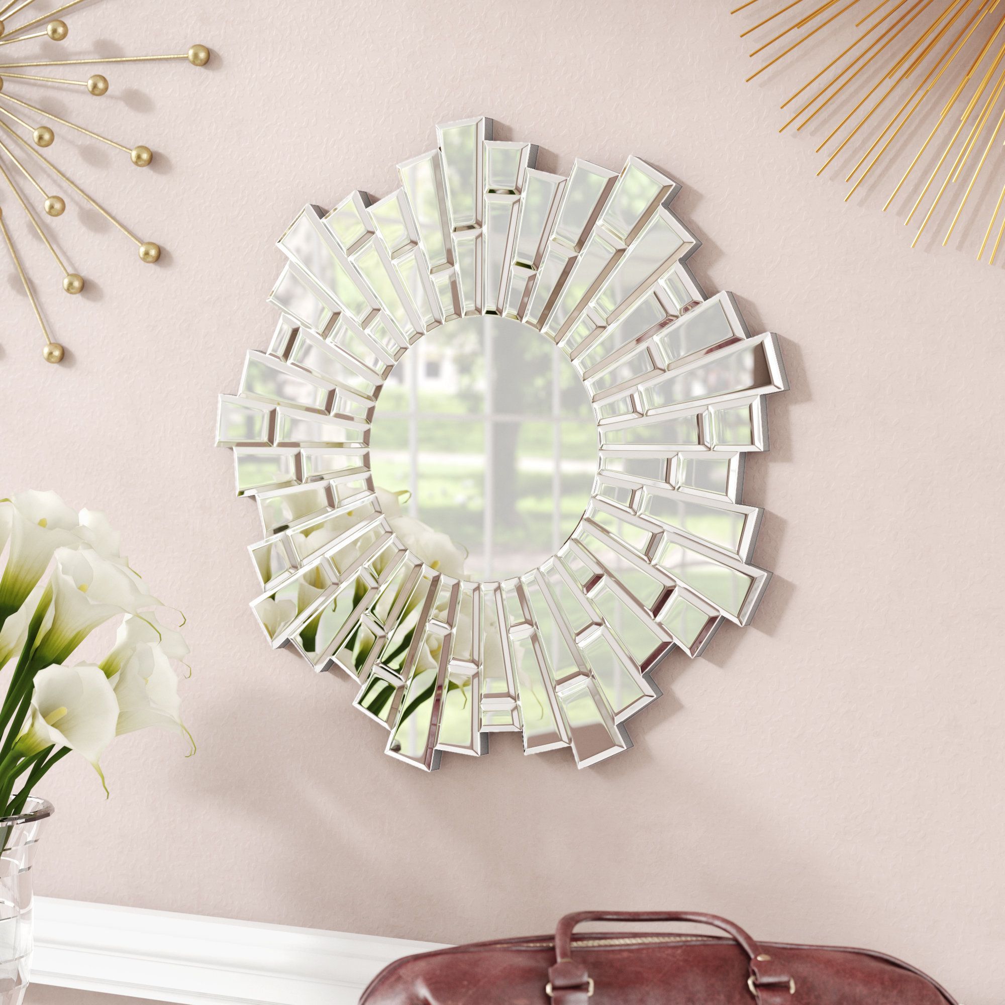 Favorite Naoma Modern Sunburst Glass Accent Mirror With Cromartie Tree Branch Wall Mirrors (View 13 of 20)
