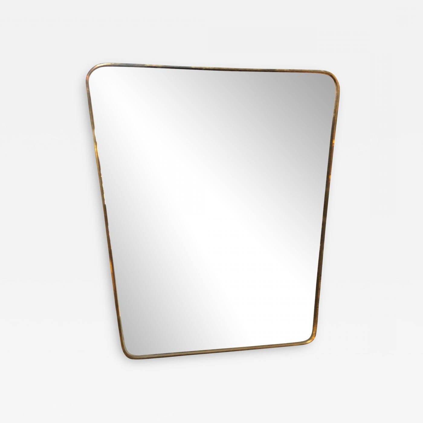 Gio Ponti – Midcentury Italian Wall Mirror Gio Ponti Attributed 1950s Side  Brass Frame Within Most Recently Released Italian Wall Mirrors (View 14 of 20)