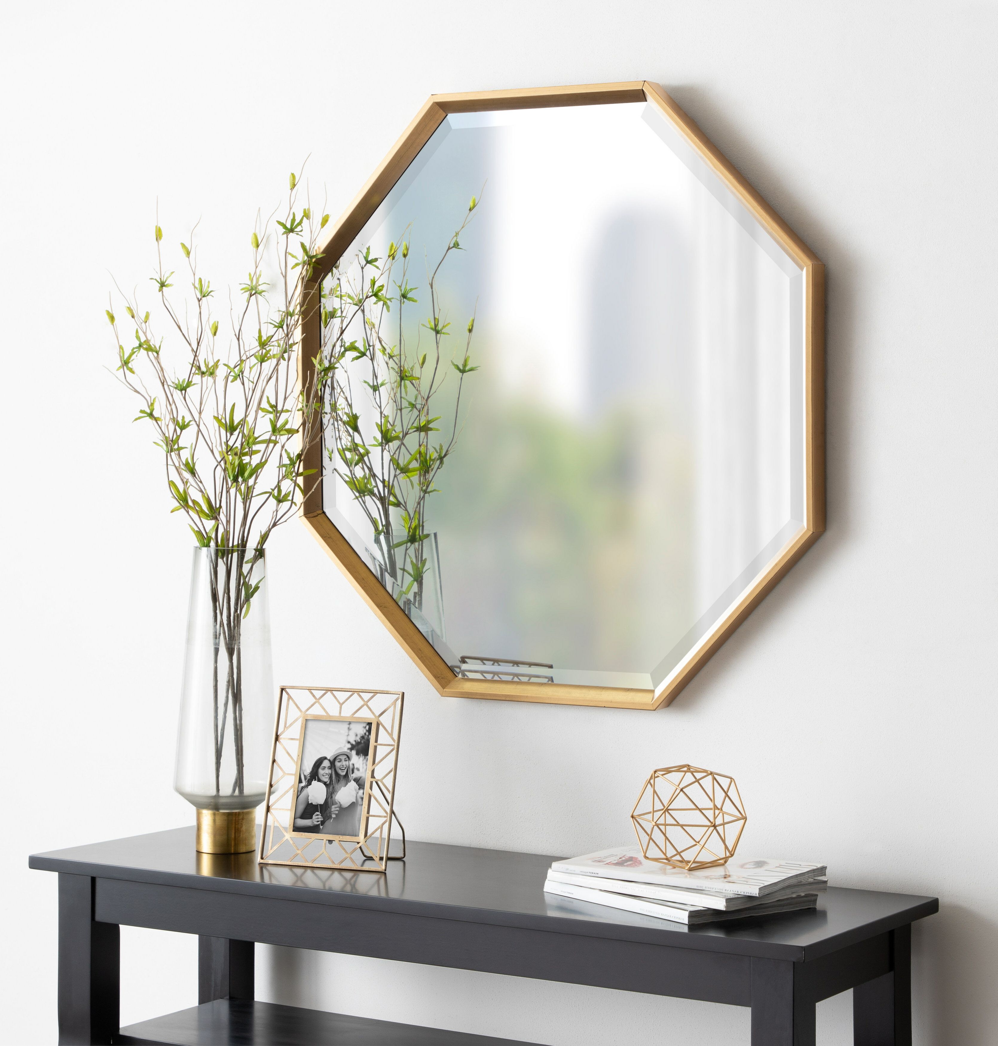 Hartzog Octagon Modern Beveled Accent Mirror Inside Current Shildon Beveled Accent Mirrors (View 13 of 20)