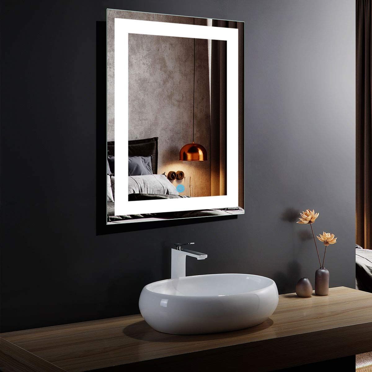 Illuminated Wall Mirrors Intended For Fashionable Dp Home 24" Led Lighted Illuminated Bathroom Vanity Wall Mirror With Touch  Sensor, Vertical Rectangle White Mirrors 24 X 32 In E Ck (View 13 of 20)