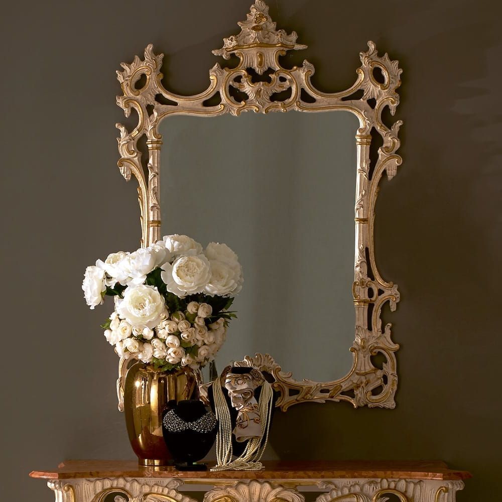 Italian Wall Mirrors Pertaining To 2019 Baroque Reproduction Ivory And Gold Italian Wall Mirror (View 2 of 20)