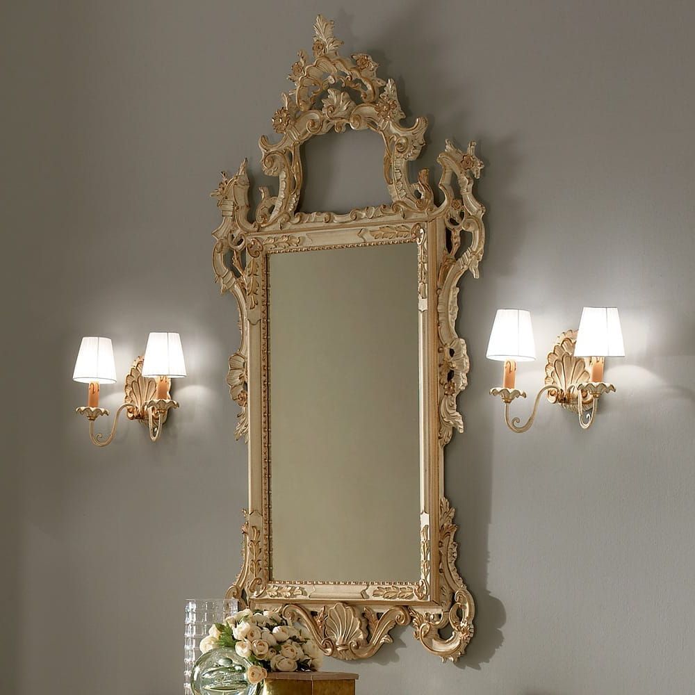 Italian Wall Mirrors Within Most Current Baroque Reproduction Elegant Ivory And Gold Italian Wall Mirror (View 15 of 20)