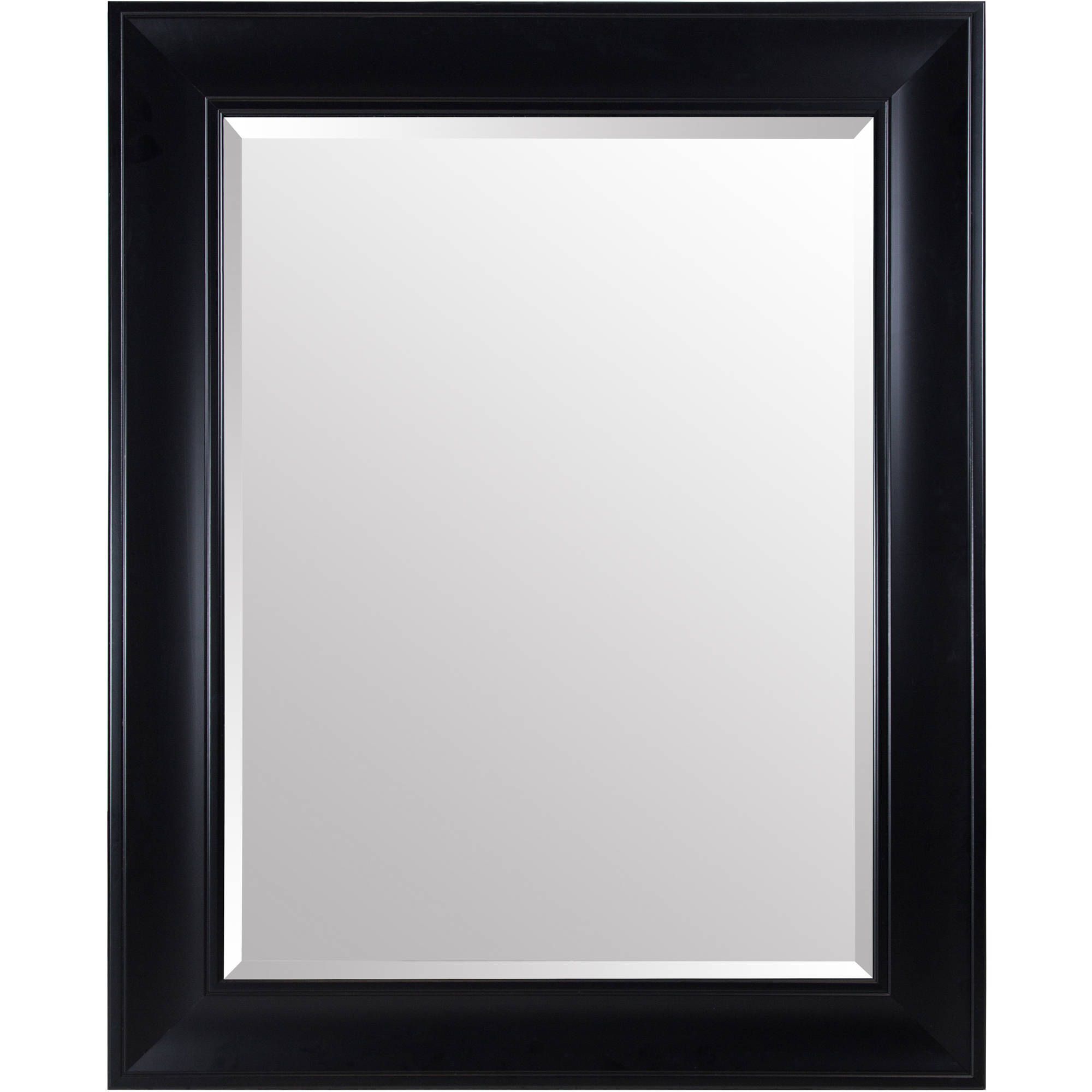 Large Black Framed Wall Mirrors Regarding Recent Gallery Solutions Large 39x49 Beveled Wall Mirror With Black Satin Frame (View 20 of 20)