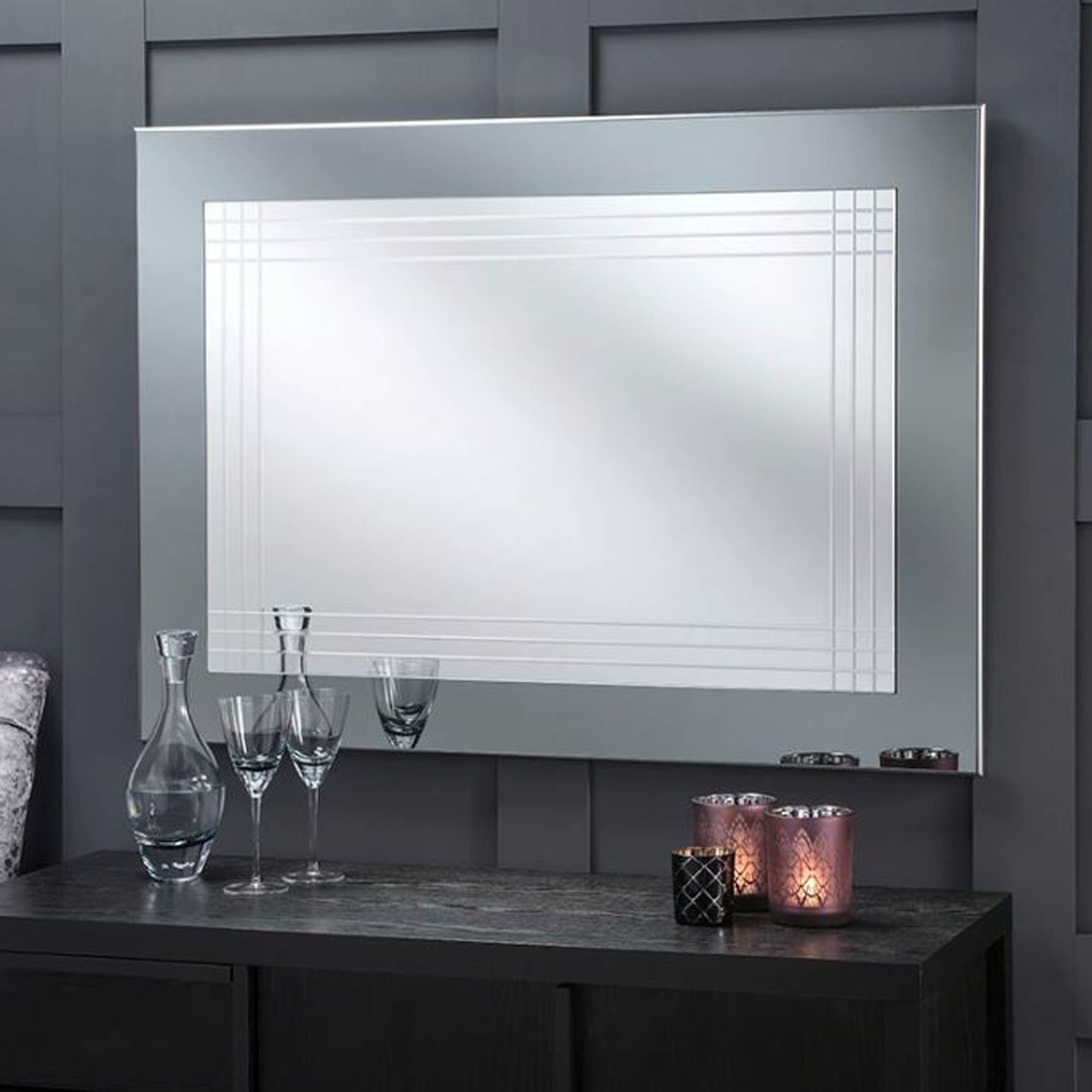 Large Contemporary Wall Mirrors Inside Preferred Large Grey Framed Contemporary Wall Mirror (View 13 of 20)