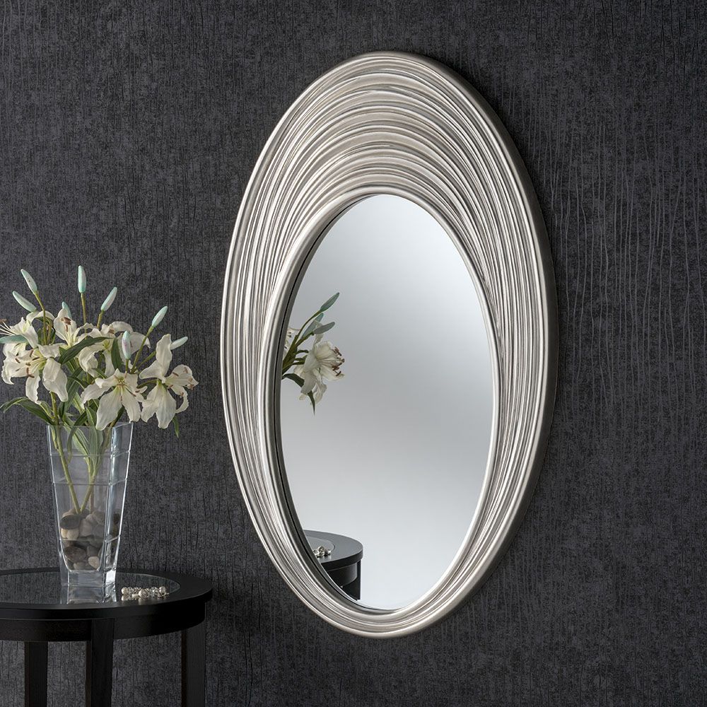 Large Ribbed Oval Wall Mirror Intended For Most Current Large Oval Wall Mirrors (View 3 of 20)
