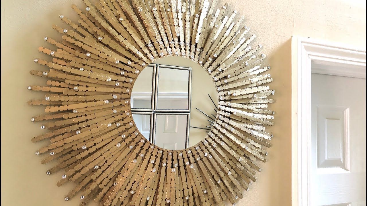 Large Sunburst Wall Mirrors Inside Famous Dollar Tree Diy – 💕 Gold Sunburst Wall Mirror 💕 – Youtube (View 12 of 20)