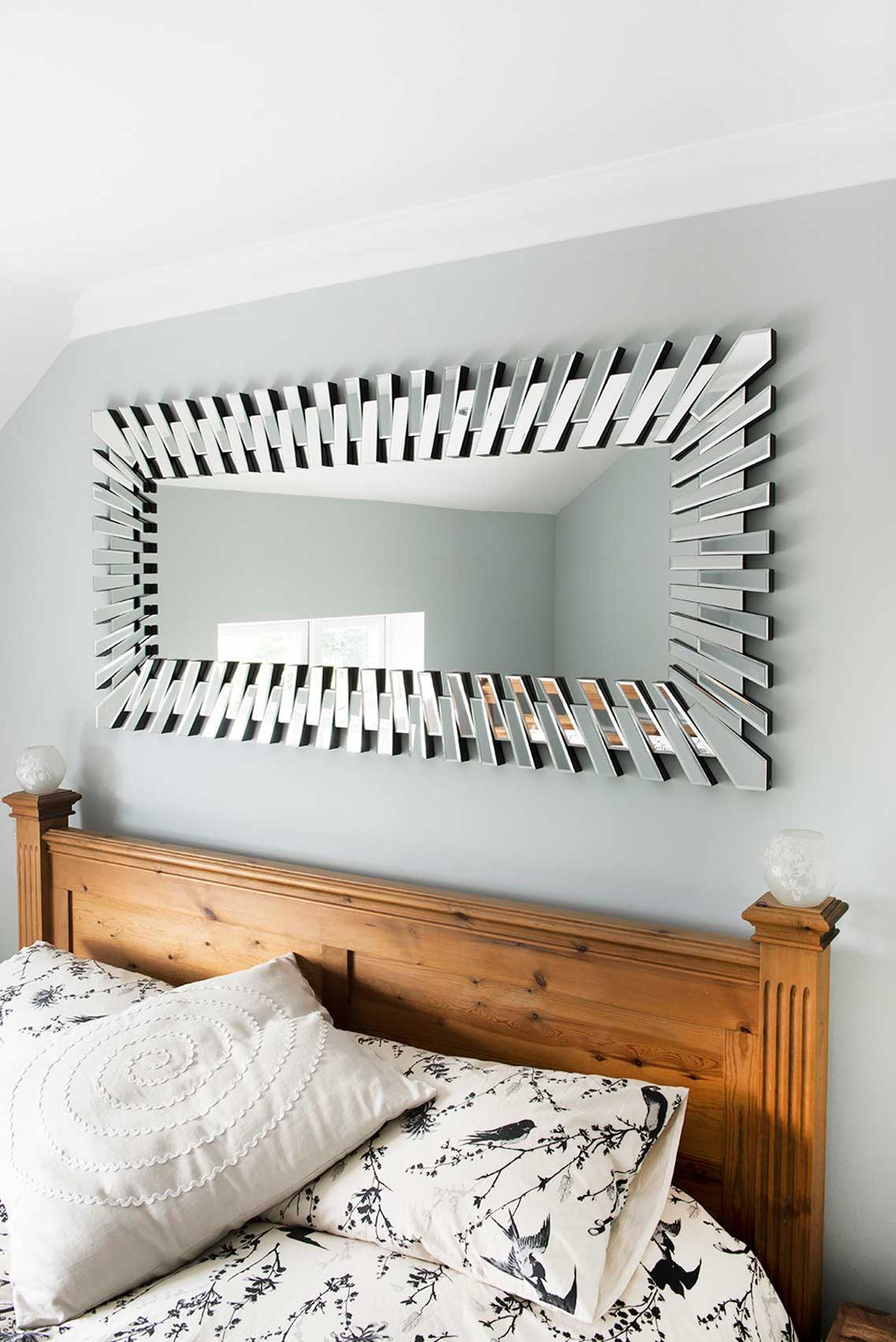 Large Wall Mirror Modern Unique 3d Sunburst All Glass Venetian Rectangular With Best And Newest Long Wall Mirrors For Bedroom (View 7 of 20)