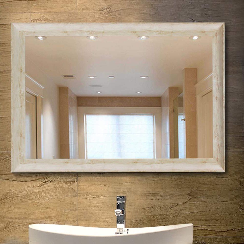 Large Wall Mirrors For Living Room Regarding Favorite Neutype Large Bathroom Mirrors Wall Mounted Mirrors For Bathroom Bedroom  Living Room,white Wood Grain Vanity Mirror,high Polymer Material (View 15 of 20)