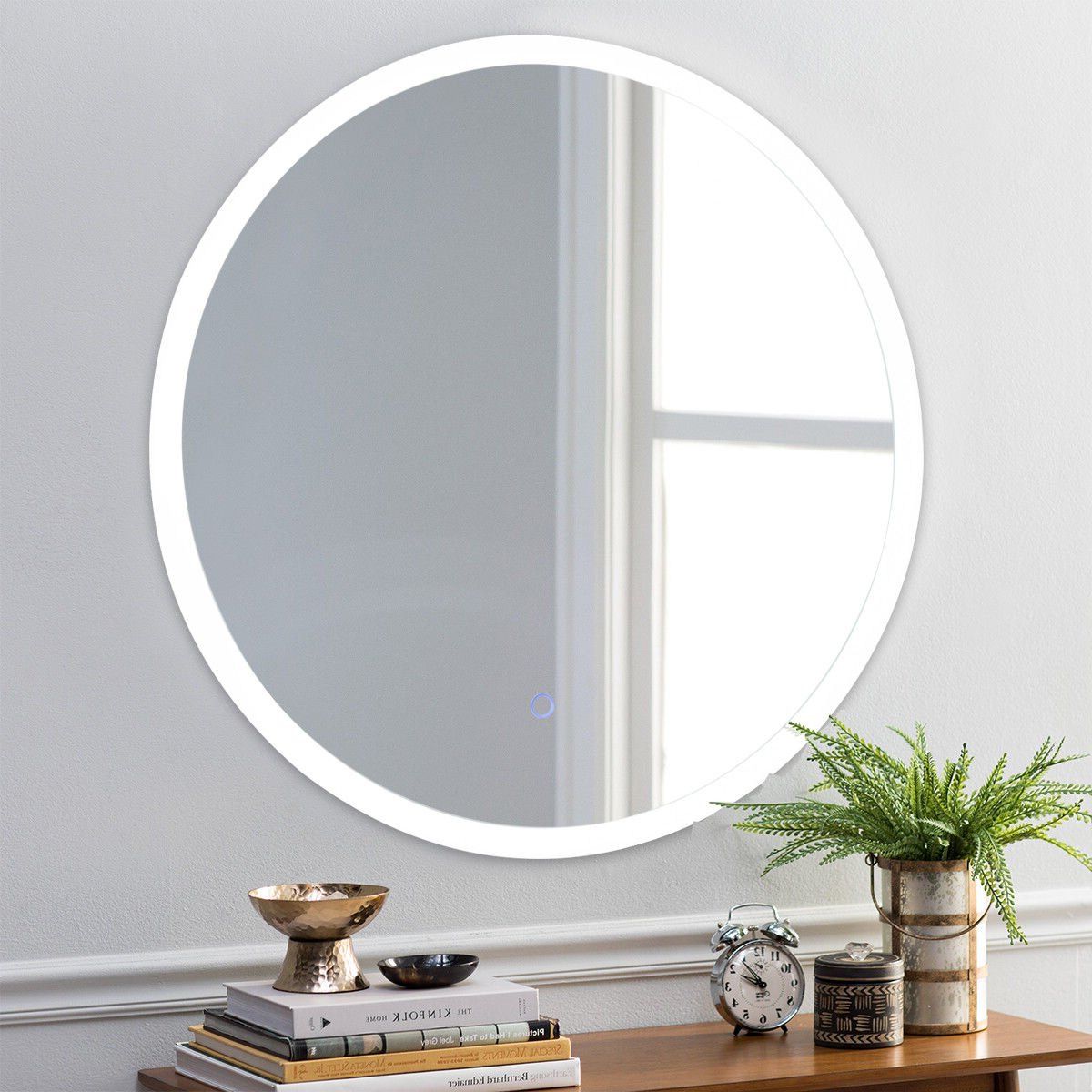 Light Up Wall Mirrors With Regard To Most Recently Released Costway 24'' Led Mirror Illuminated Light Wall Mount Bathroom Round Make Up  Touch Button (View 10 of 20)