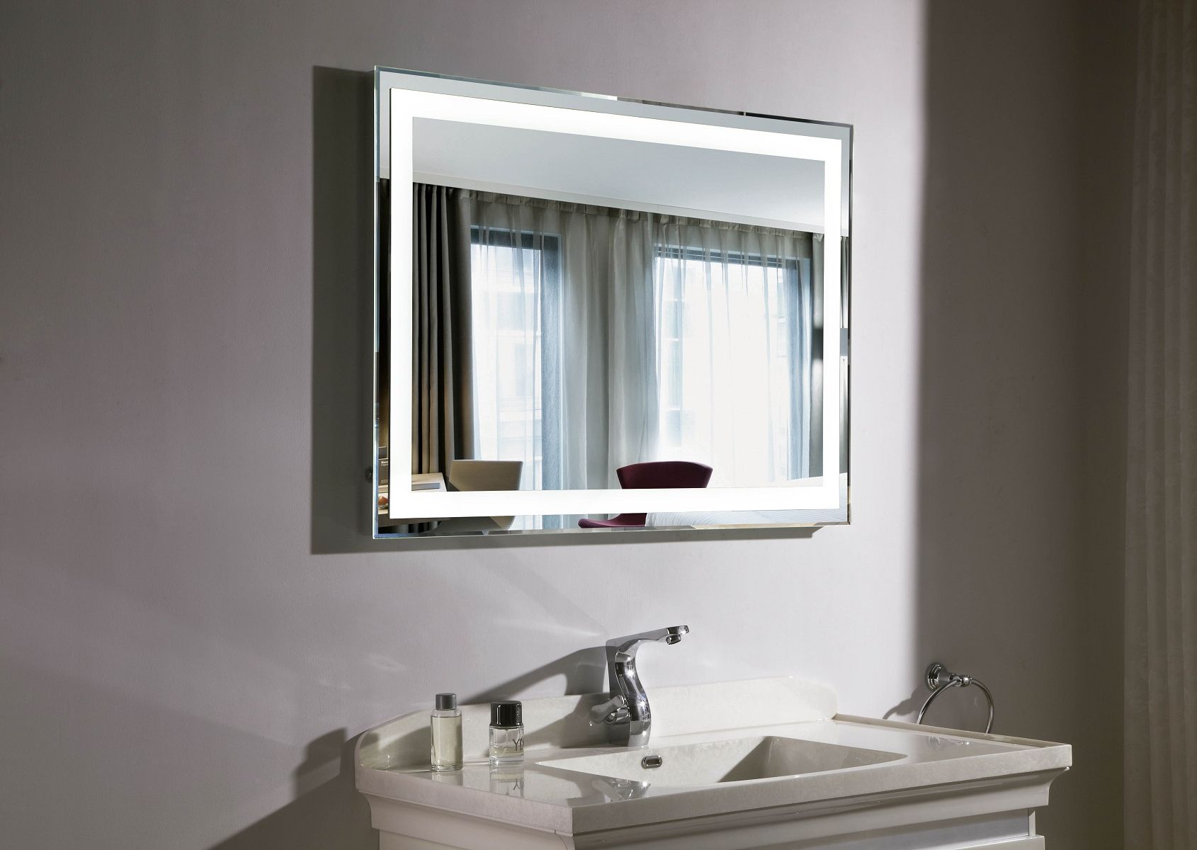 Lighted Bathroom Wall Mirrors Regarding Fashionable Budapest Iii Lighted Vanity Mirror Led Bathroom Mirror (View 9 of 20)