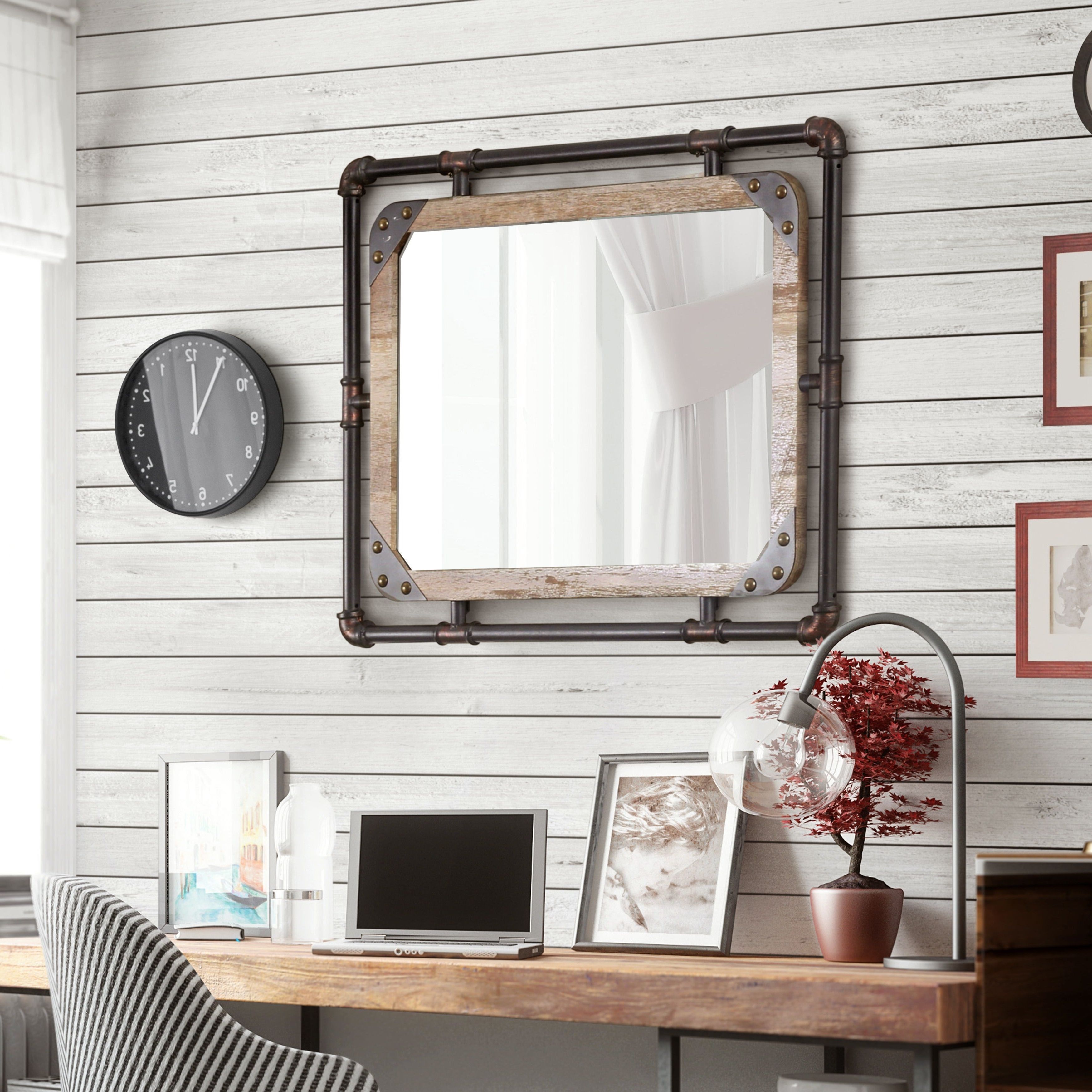 Living Room Wall Mirrors Within Latest Furniture Of America Revo Industrial Distressed Wall Mirror (View 2 of 20)
