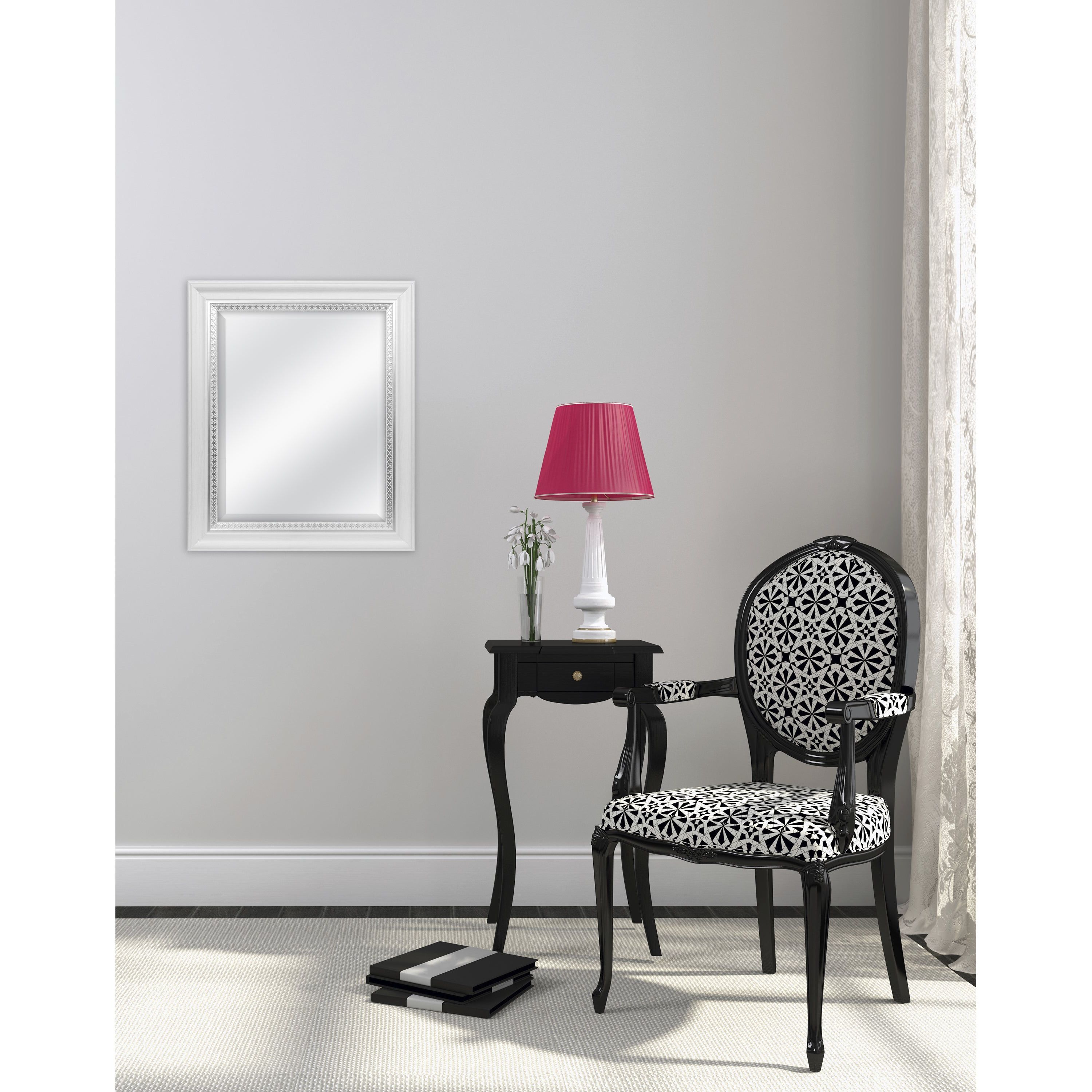 Mcs Industries White Woodgrain Wall Mirror With Silver Leaf Accent Pertaining To Well Known Farmhouse Woodgrain And Leaf Accent Wall Mirrors (View 11 of 20)