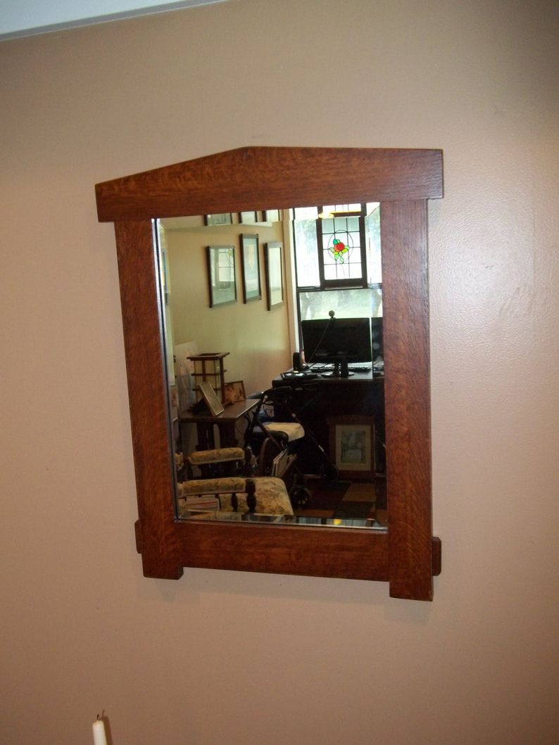 Mission Style Wall Mirrors For Well Liked Arts & Crafts Wall Hanging Mirror 12" X 16" Mirror With 1" Bevel Mission  Style Handcrafted/handmade (View 7 of 20)