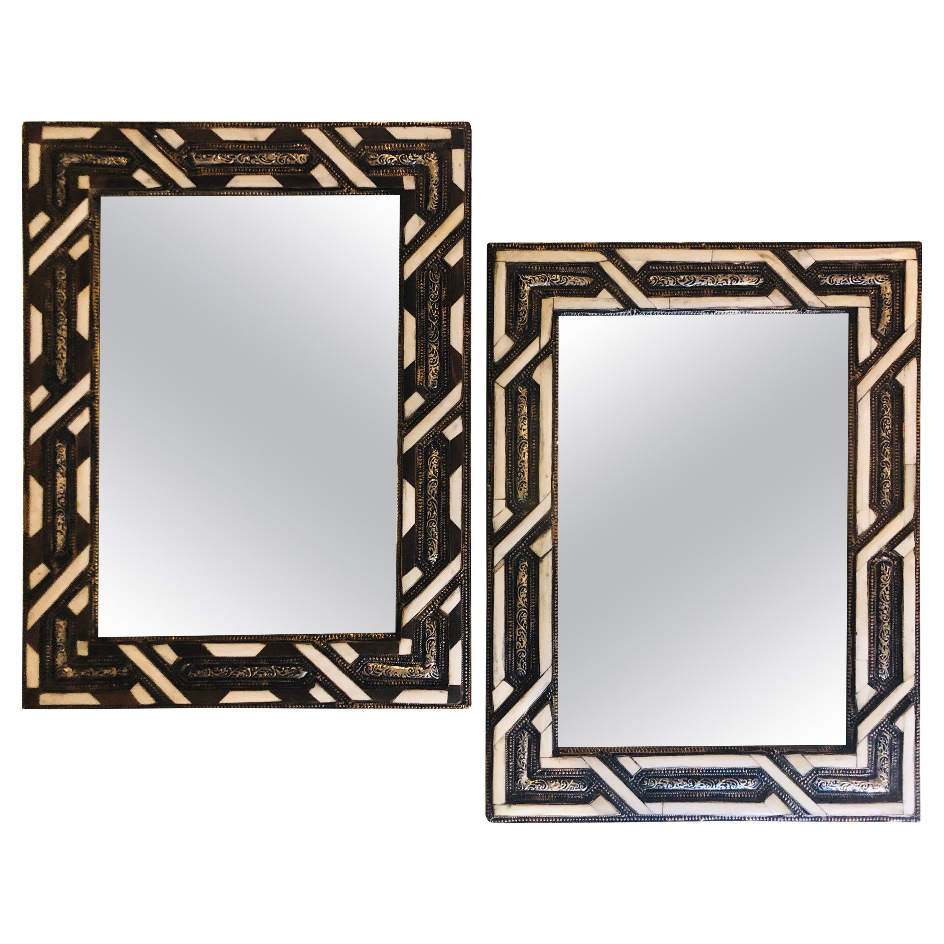 Moroccan Wall Mirrors For Most Current Compatible Moroccan White Bone Wall Console Mirrors In Hollywood Regency  Style (View 5 of 20)