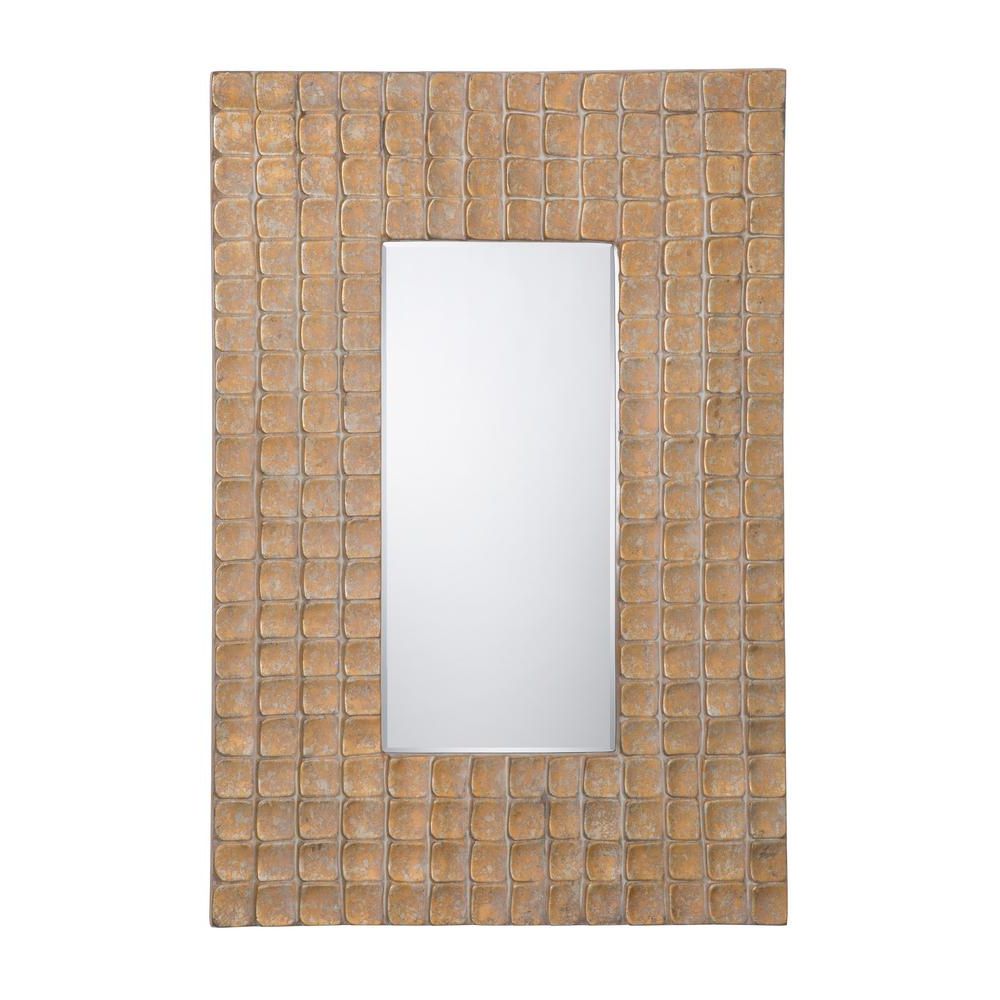 Most Current 24 In. X 35 In. Rectangular Iridescent Wood Frame Wall Mirror Within Wooden Framed Wall Mirrors (Photo 8 of 20)