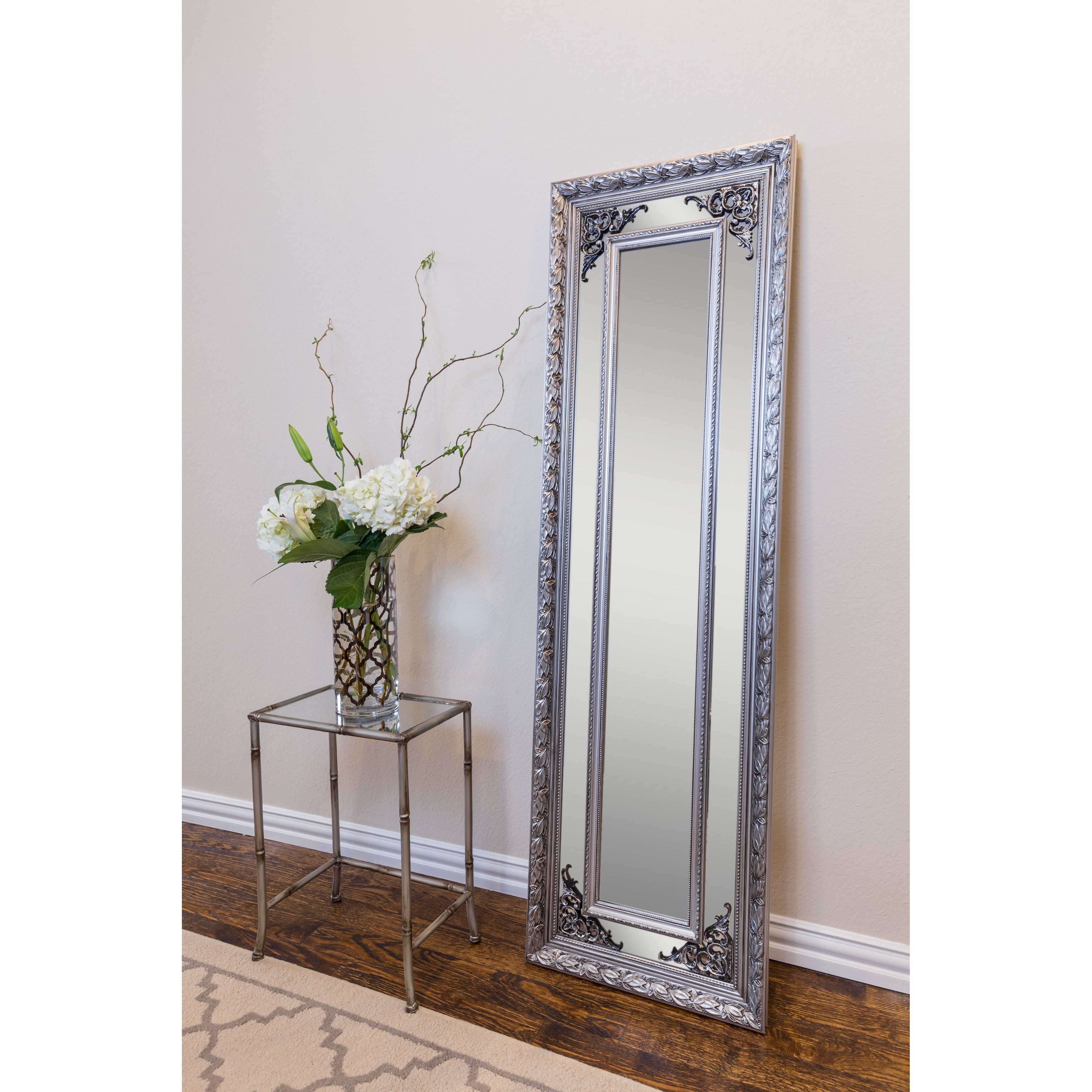 Most Current Antique Full Length Wall Mirrors For Langley Antique Silver Rectangle Full Length Wall Mirror (View 17 of 20)