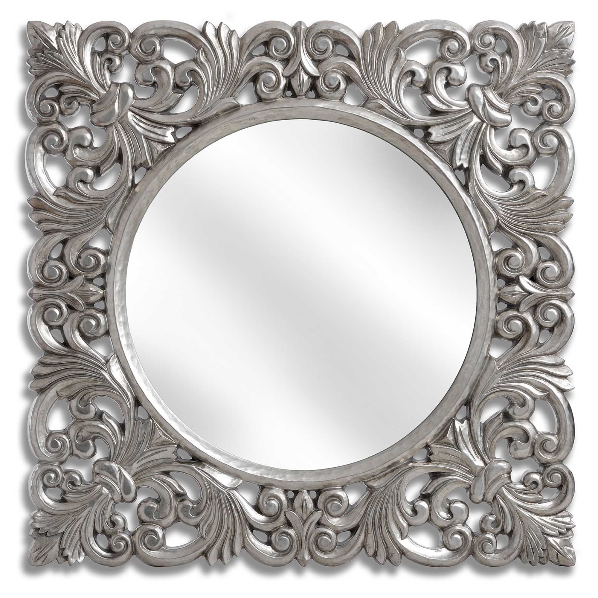 Most Popular Baroque Antique French Style Silver Wall Mirror Intended For Baroque Wall Mirrors (View 1 of 20)