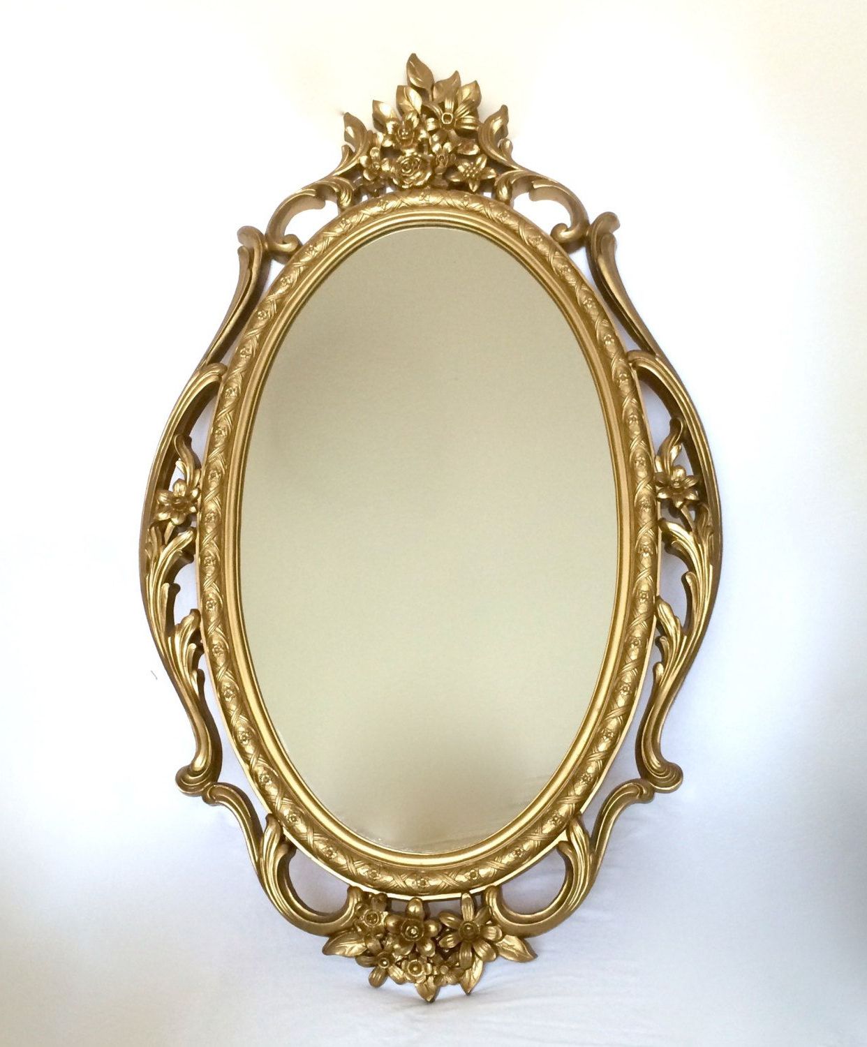 Most Recent Broadmeadow Glam Accent Wall Mirrors Inside Vintage Syroco Gold Oval Mirror Ornate Floral Resin Hollywood (View 9 of 20)