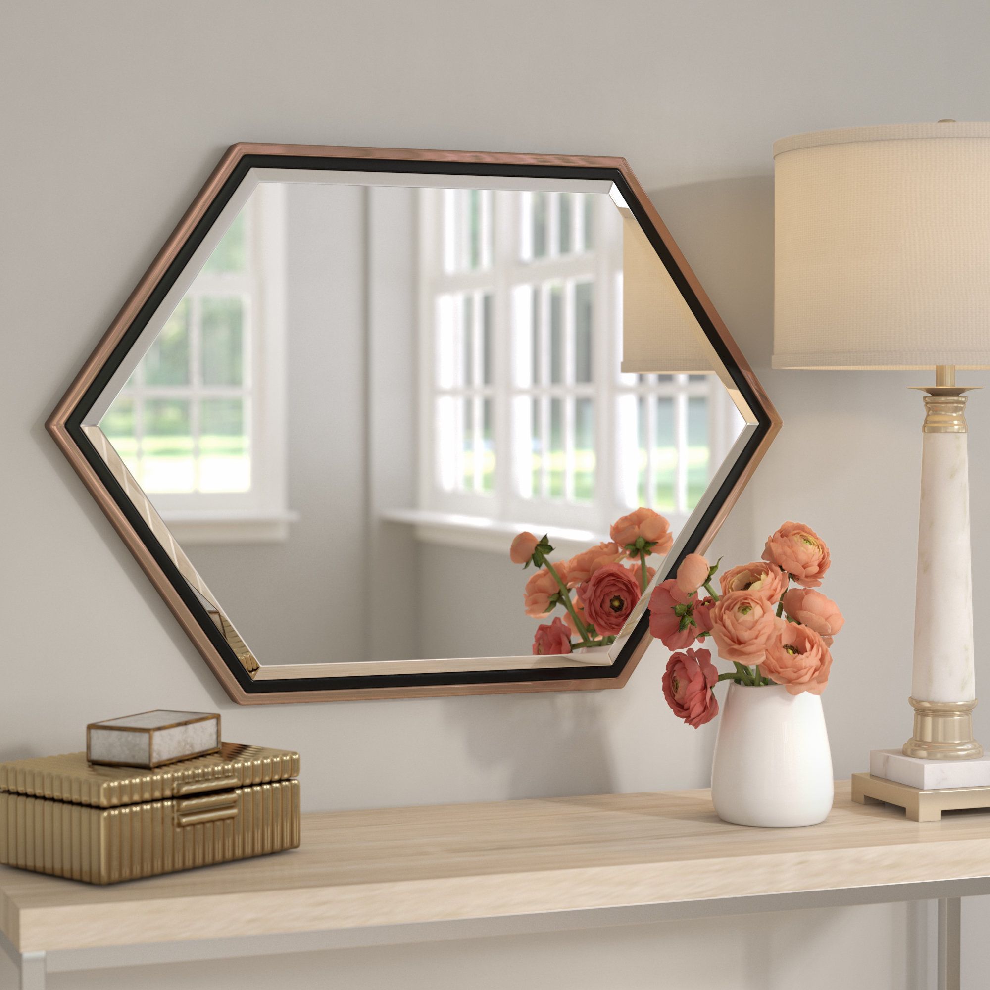 Most Recent Contemporary Metal Frame Accent Wall Mirror Regarding Metal Frame Wall Mirrors (View 3 of 20)