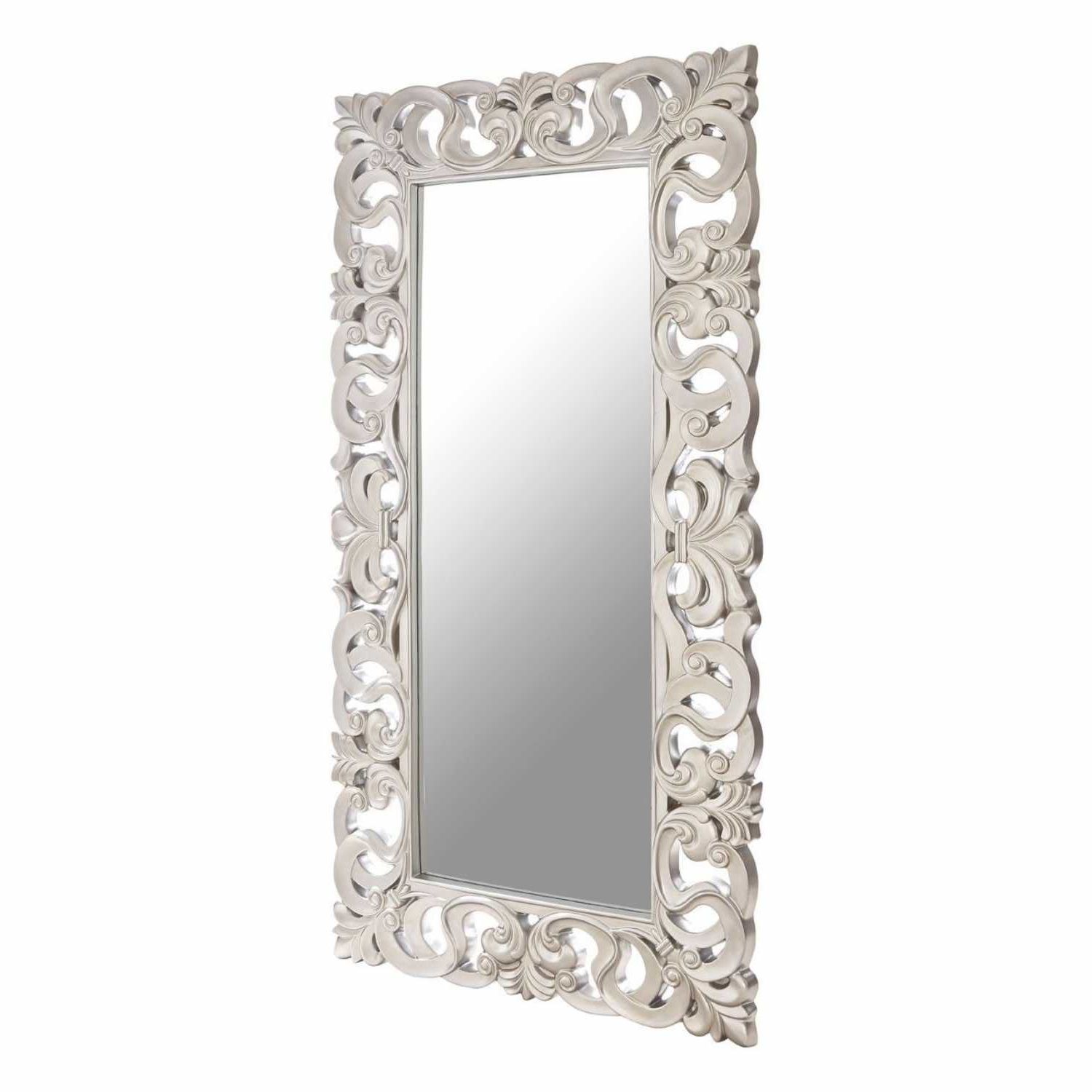 Most Recent Decorative Rectangular Wall Mirrors In Large Modern Silver Finish Ornate Rectangular Decorative Wall Mirror (View 4 of 20)