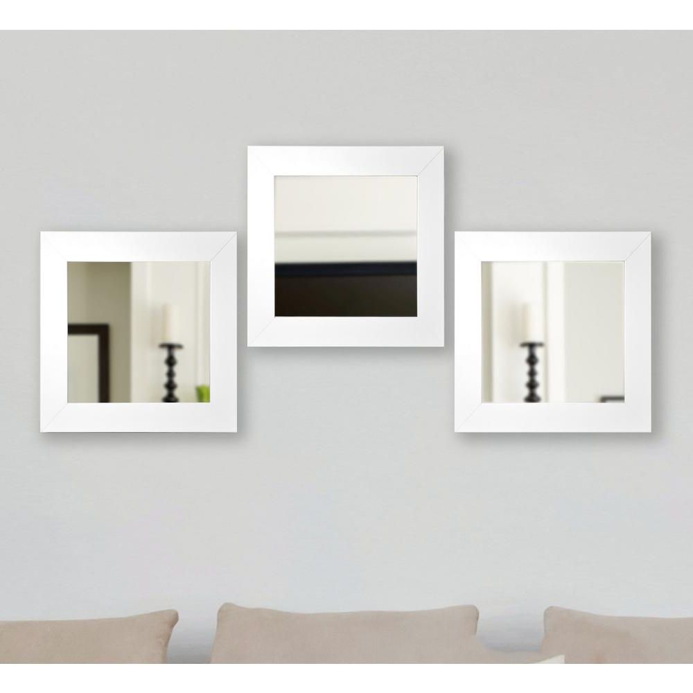Most Recently Released 21.5 In. X 21.5 In. White Satin Square Wide Wall Mirrors (set Of 3) With Wide Wall Mirrors (Photo 5 of 20)
