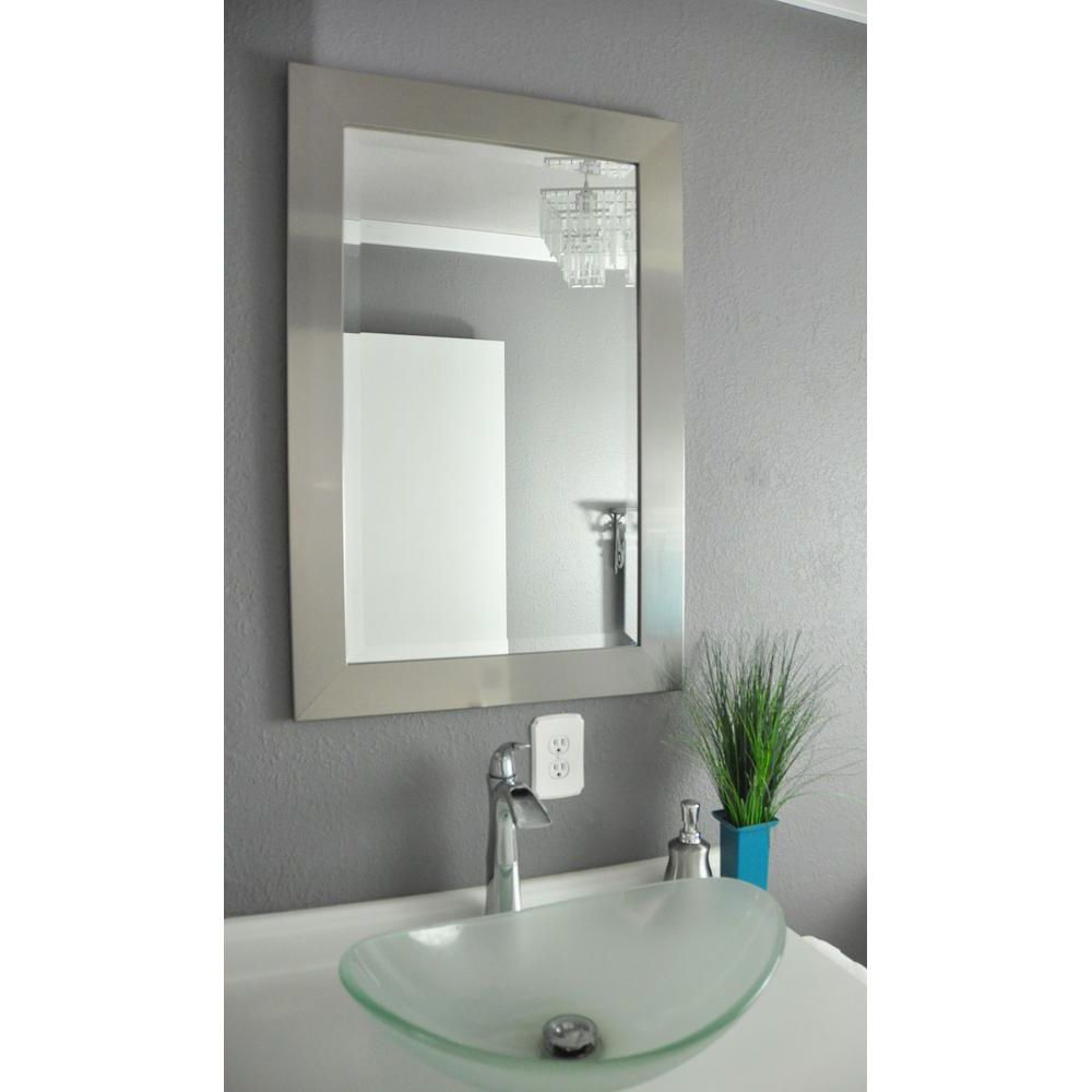 Most Up To Date 39.5 In. X 45.5 In. Silver Wide Rounded Beveled Wall Mirror For Round Beveled Wall Mirrors (Photo 9 of 20)