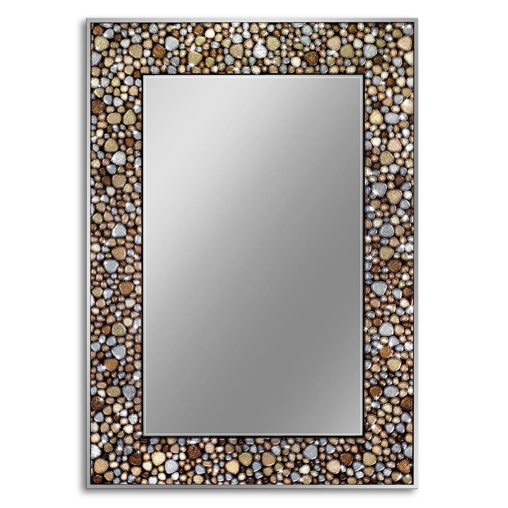 Most Up To Date Deco Mirror Frame Less Mosaic 22 In. X 32 In. Pebble Glass Wall Intended For Colorful Wall Mirrors (Photo 8 of 20)