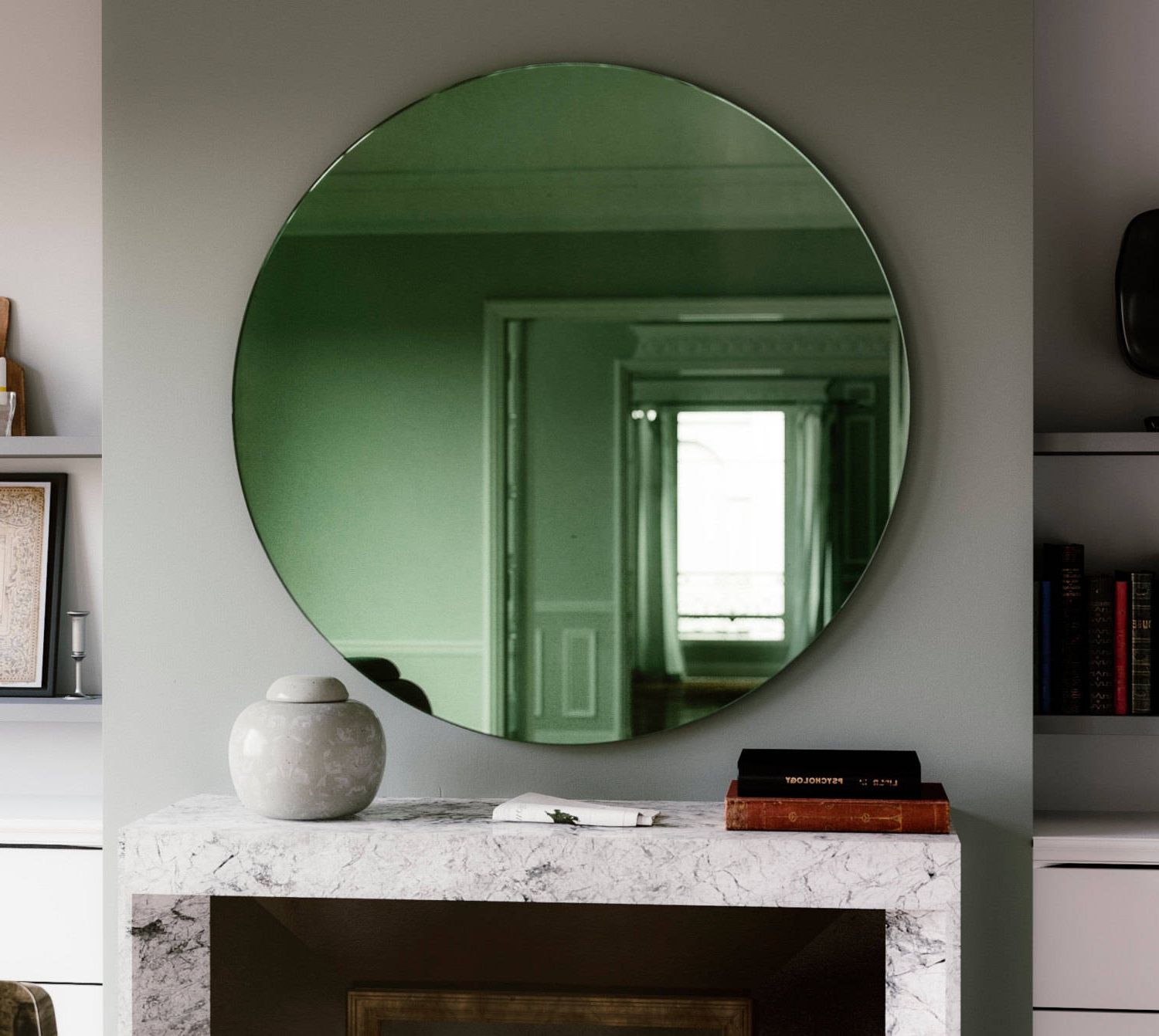 Most Up To Date Green Deco Mirror. 30" Diameter Round Art Deco Inspired Green Wall Mirror.  1920s And 30s Inspired Furniture (View 5 of 20)