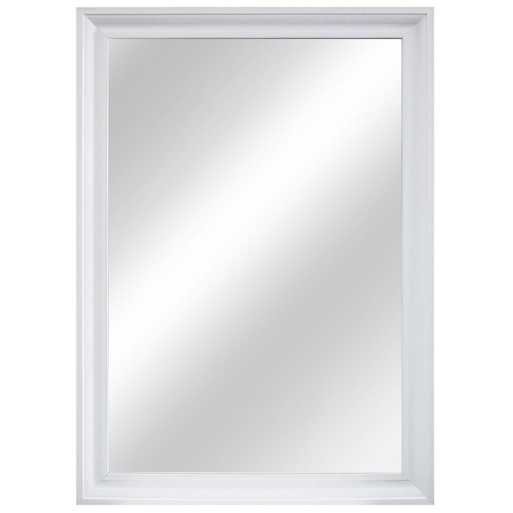 Most Up To Date Home Decorators Collection 29 In. W X 40 In. L Framed Fog Free Wall Mirror  In White With Regard To White Framed Wall Mirrors (Photo 4 of 20)