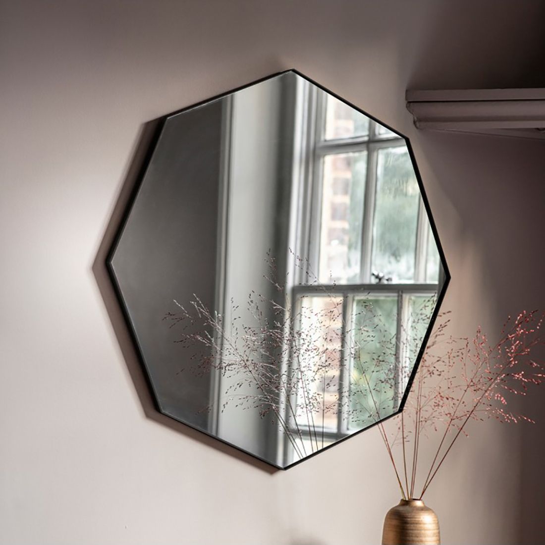 Newest Black Metal Octagonal Wall Mirror With Regard To Iron Wall Mirrors (View 16 of 20)