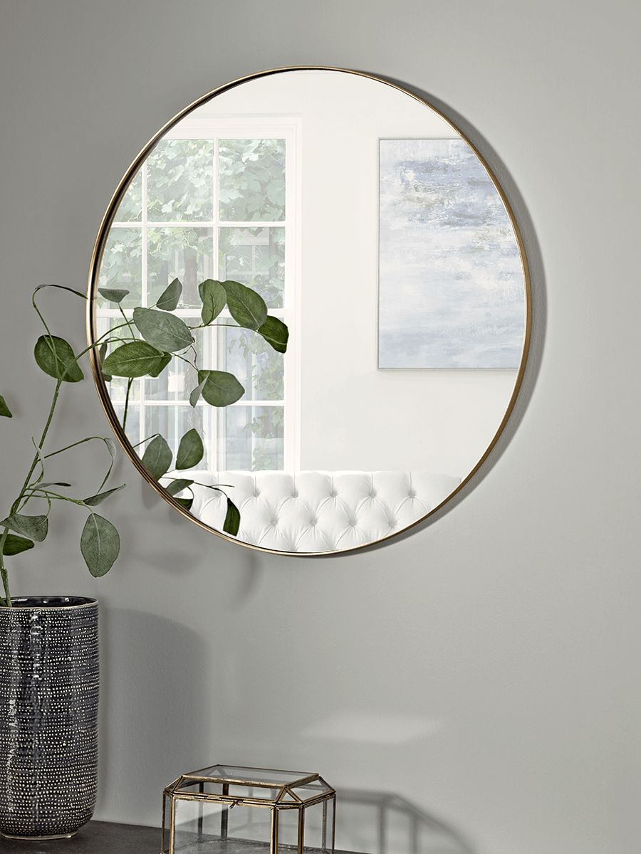 Newest Slim Wall Mirrors Regarding Slim Frame Round Mirror – Brass In  (View 19 of 20)