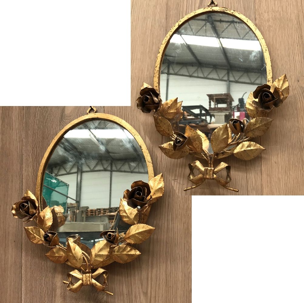 Pair Mid Century Gilded Wrought Iron Wall Mirrors With Regard To Trendy Wrought Iron Wall Mirrors (View 19 of 20)