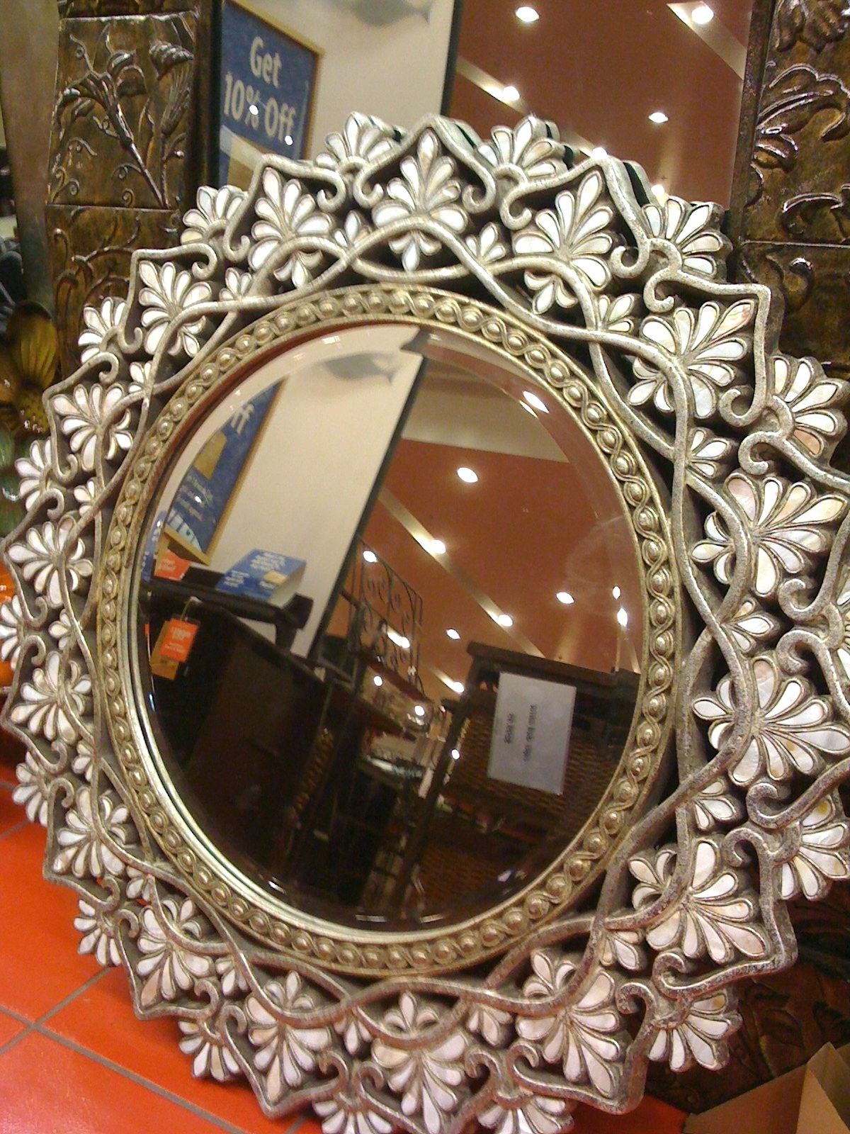 Pier One Wall Mirrors Inside Widely Used Wall Mirrors Pier One Scroll Mirror Red Round Decoration Honeycomb (View 2 of 20)