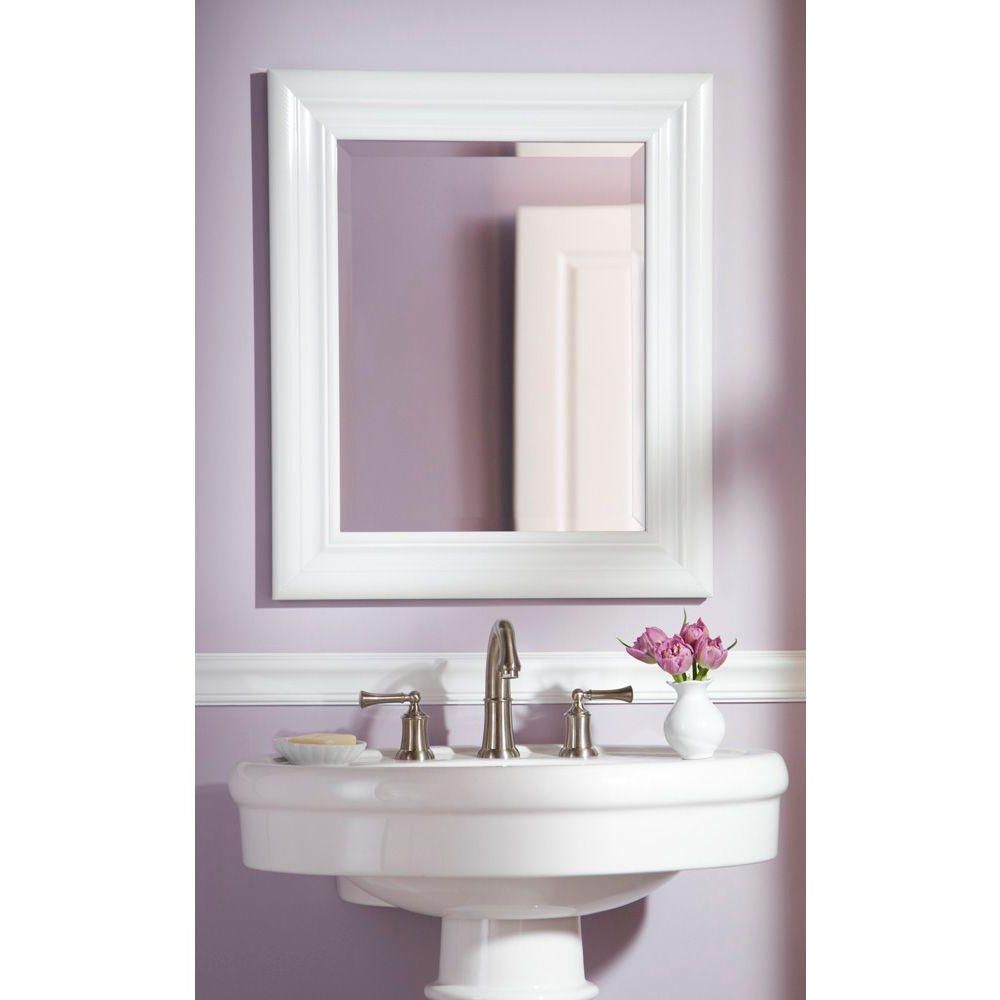 Placid 26 1/2 In. X 23 1/2 In. High Gloss White Framed Wall Mirror For Favorite White Framed Wall Mirrors (Photo 10 of 20)