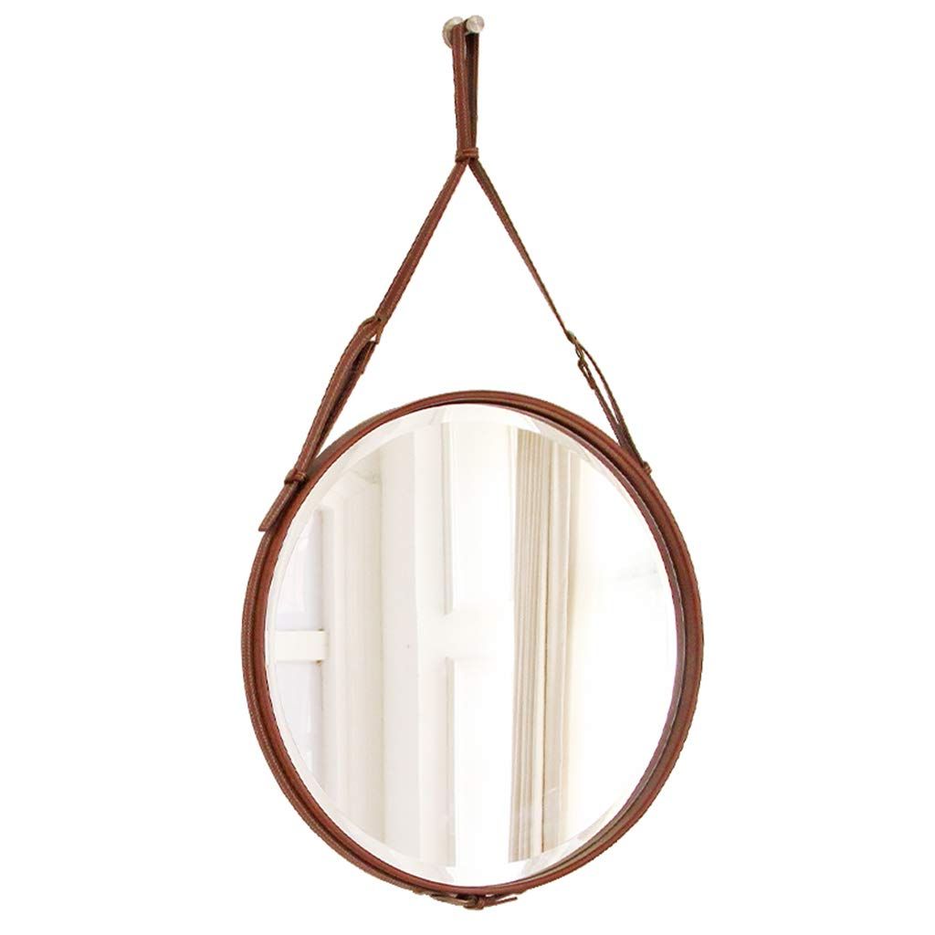 Popular Leather Framed Wall Mirrors Inside Amazon: 60cm/ (View 15 of 20)