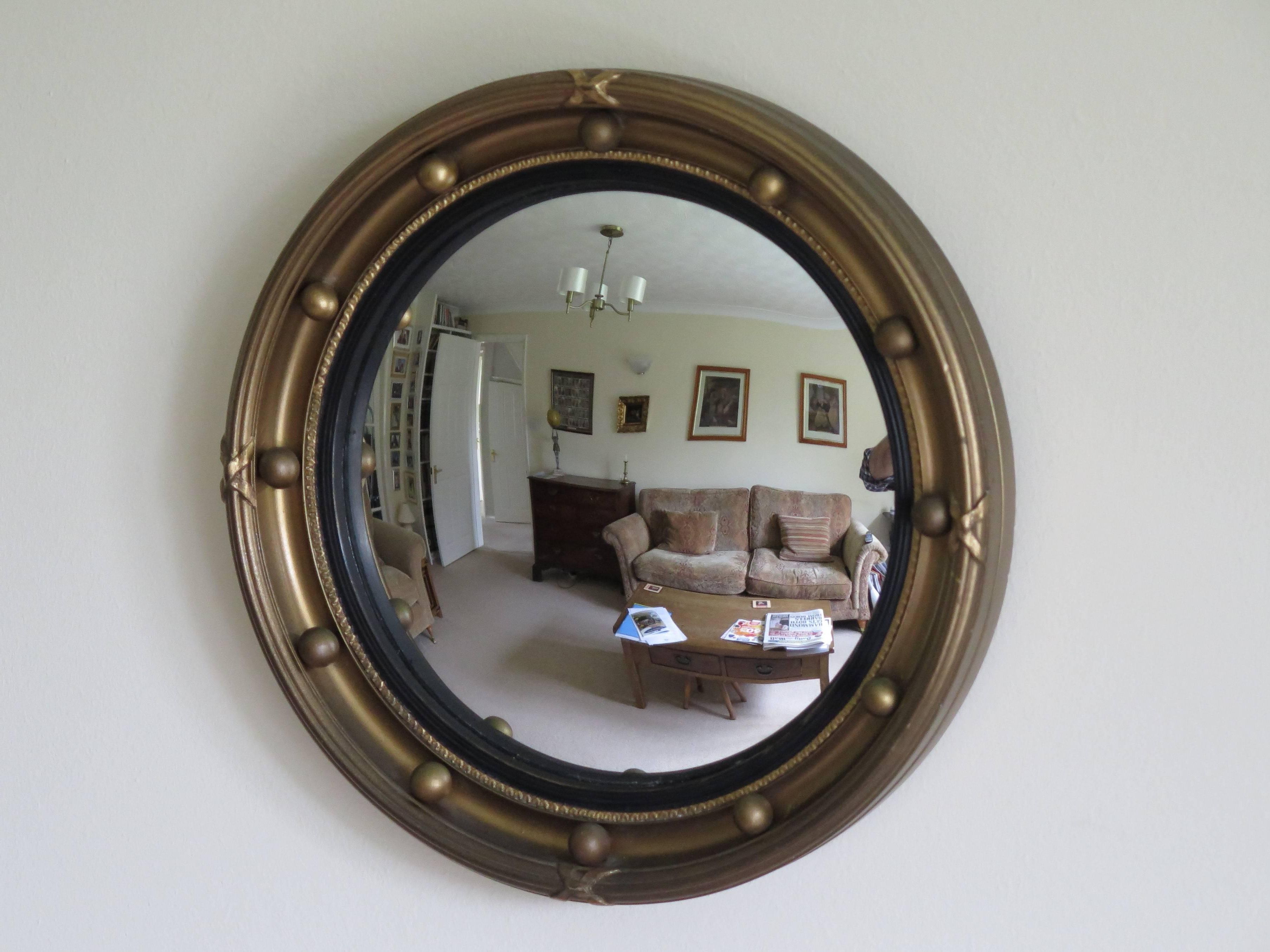 Round Convex Wall Mirrors Regarding 2019 Small Round Convex Wall Mirror, Ribbon And Ball Detail, Regency Style, Ca   (View 2 of 20)