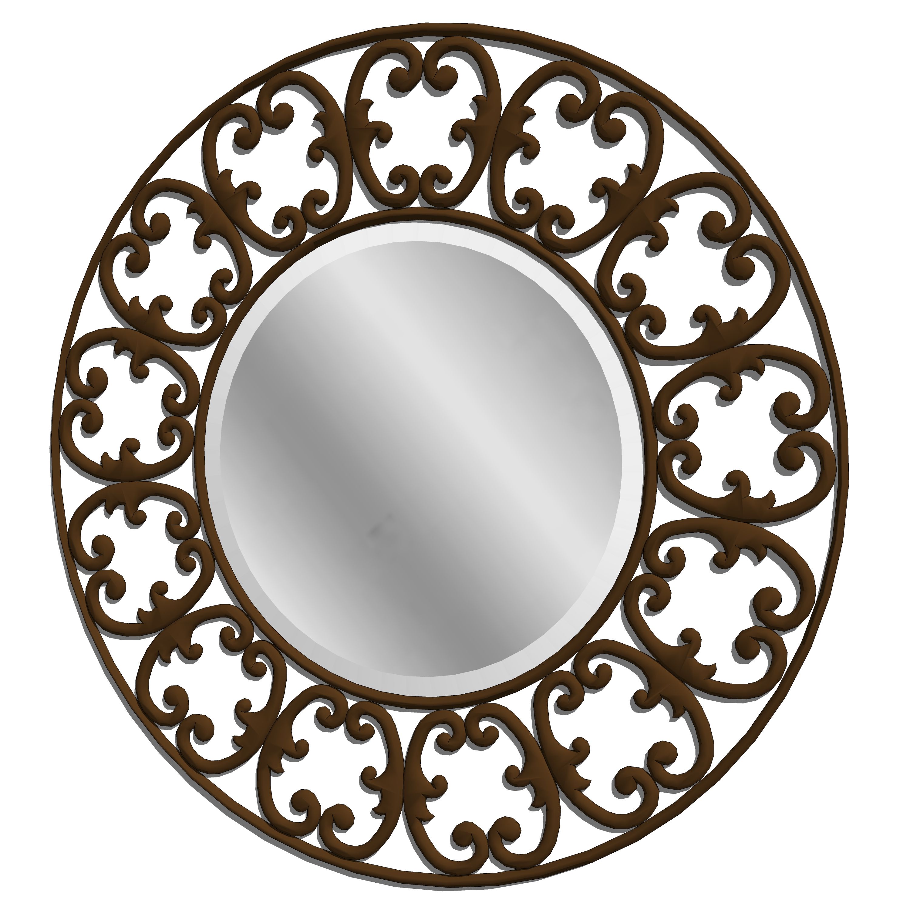 Scrolled Mirror D Model Models Textures Black Scroll Wood Pertaining To Preferred Wrought Iron Wall Mirrors (View 15 of 20)