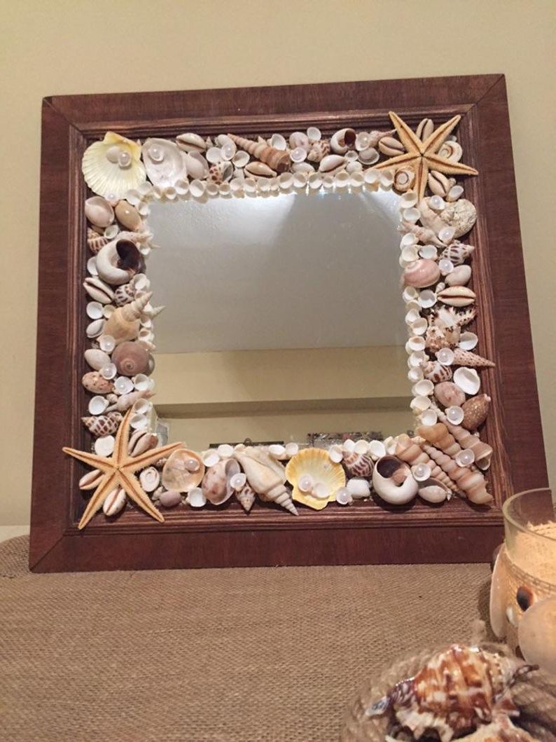 Seashell Wall Mirrors In 2020 Seashell Wall Mirror, Beach House Decor, Wooden Seashell Mirror (Photo 20 of 20)