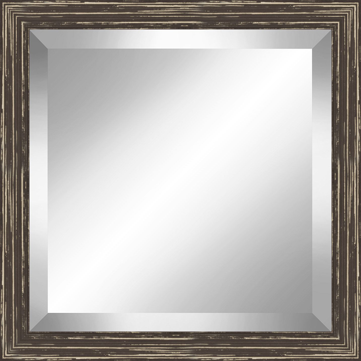 Square Distressed Wooden Beveled Plate Accent Mirror Within Well Known Vassallo Beaded Bronze Beveled Wall Mirrors (View 8 of 20)