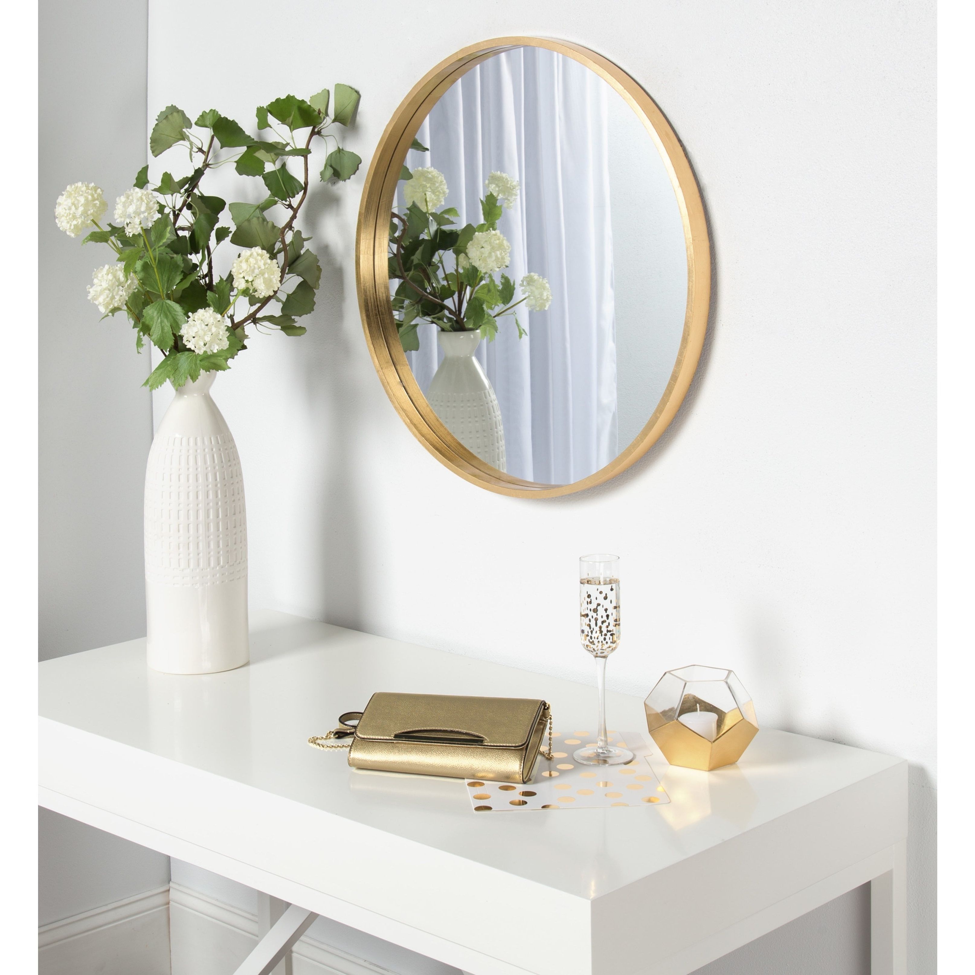 Trendy Kate And Laurel Travis Round Wood Accent Wall Mirror,  (View 14 of 20)