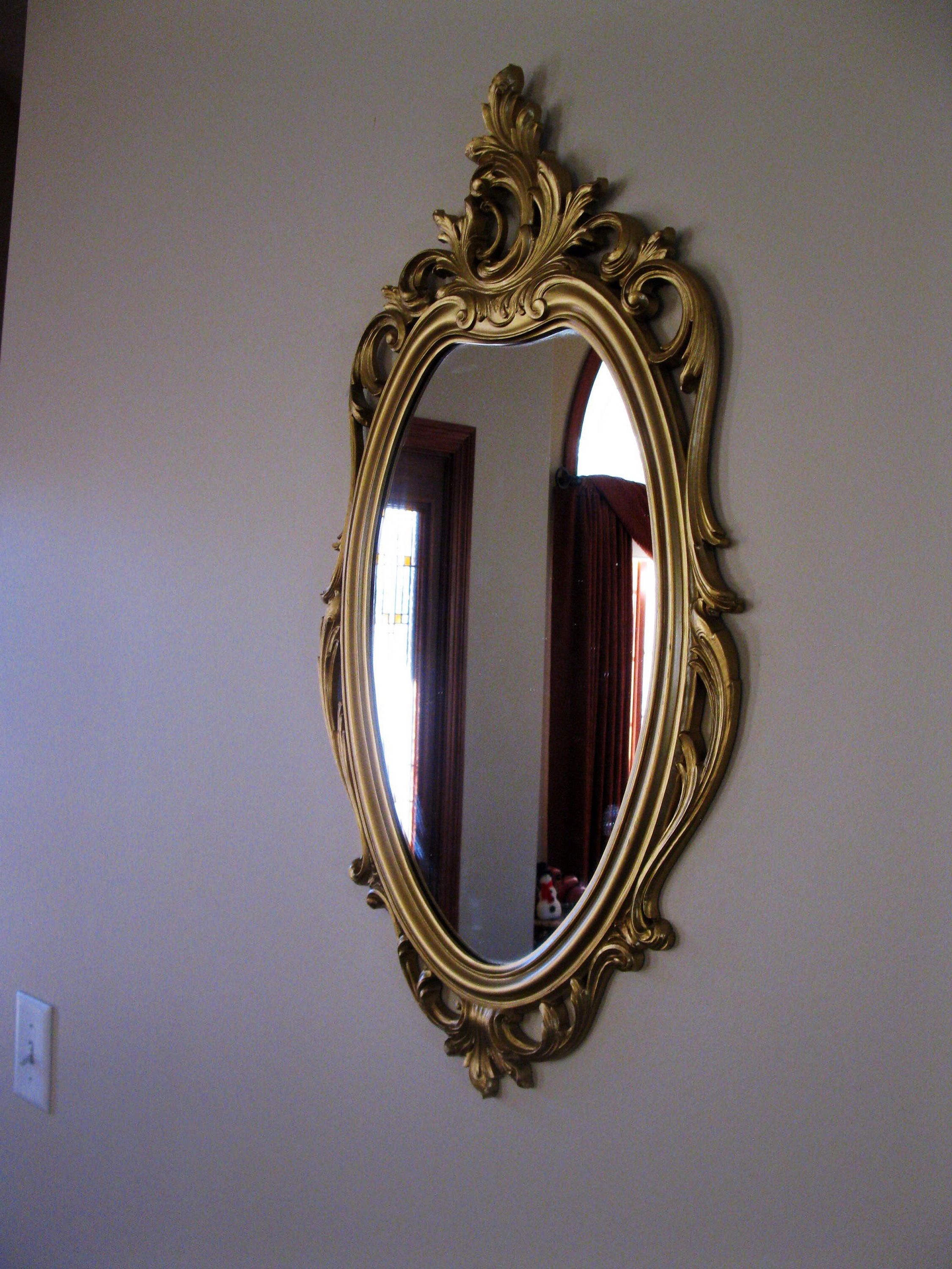 Trendy Large Plastic Wall Mirrors Pertaining To Large Ornate Syroco Wall Mirror  Oval Shape – Plastic Framed (View 19 of 20)