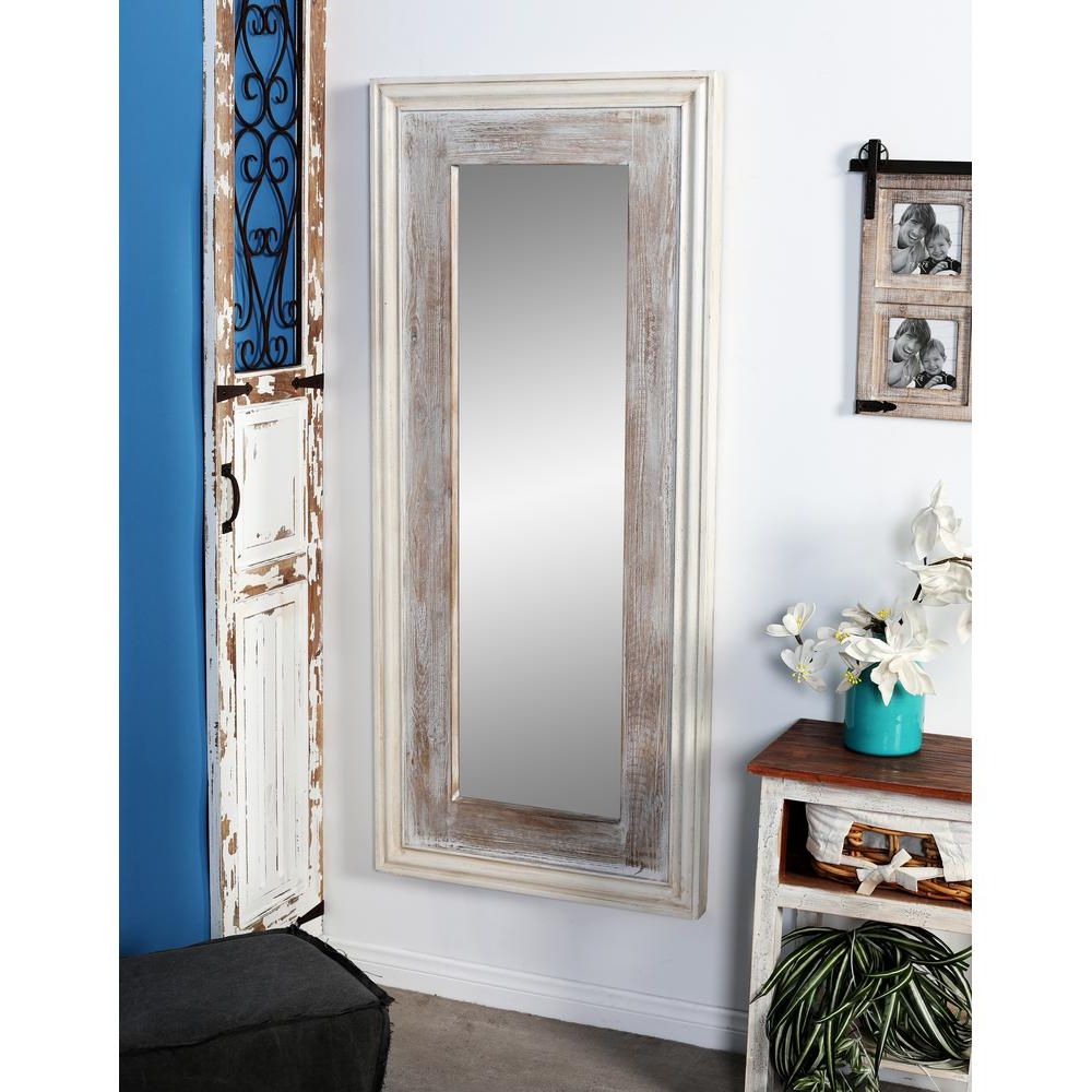 Trendy Litton Lane Rectangular Rustic White Door/wall Mirror 77932 – The Regarding White Long Wall Mirrors (View 9 of 20)